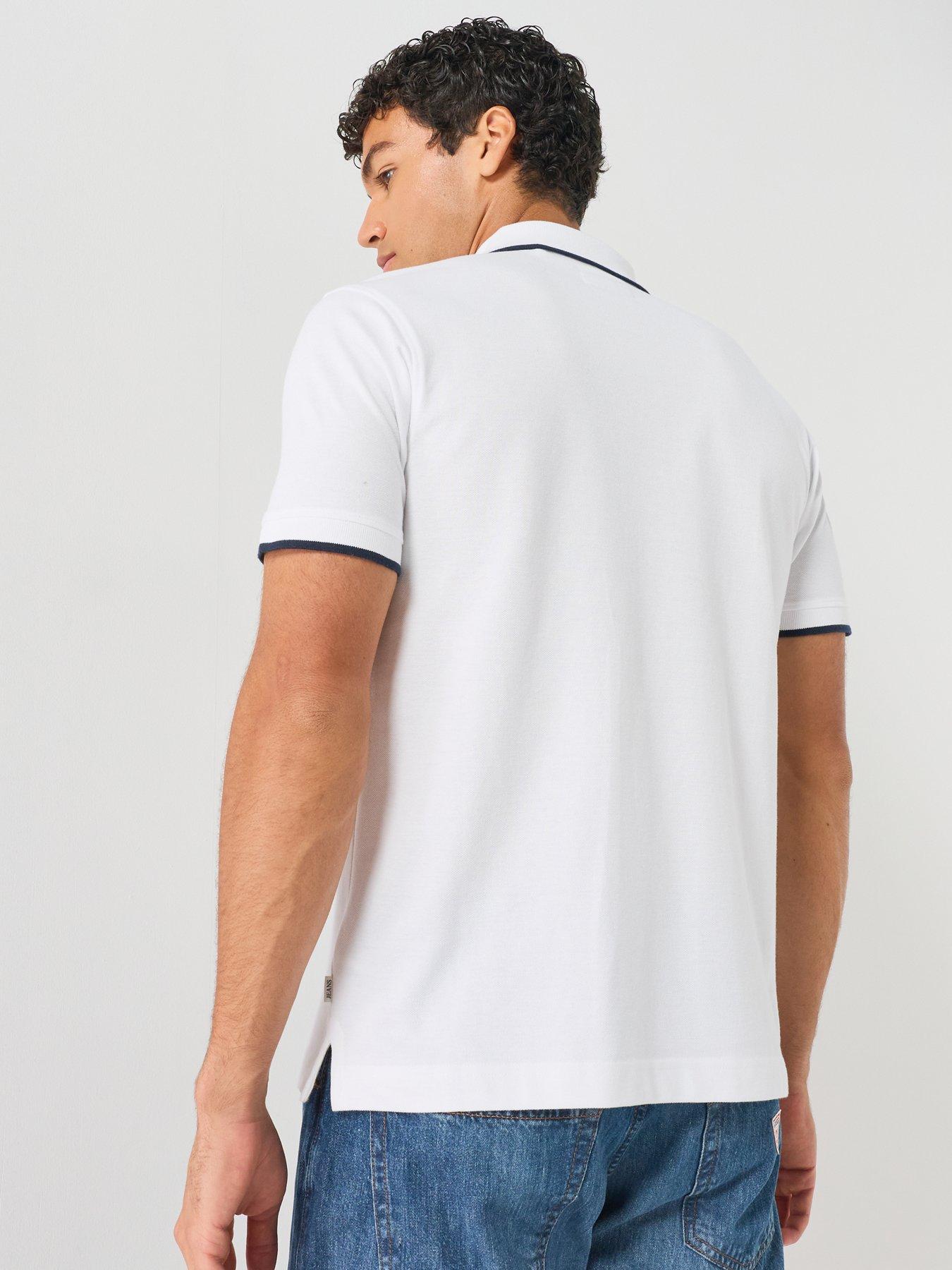 Image 2 of 5 of Guess Jeans Tipped Short Sleeve Polo Shirt - White