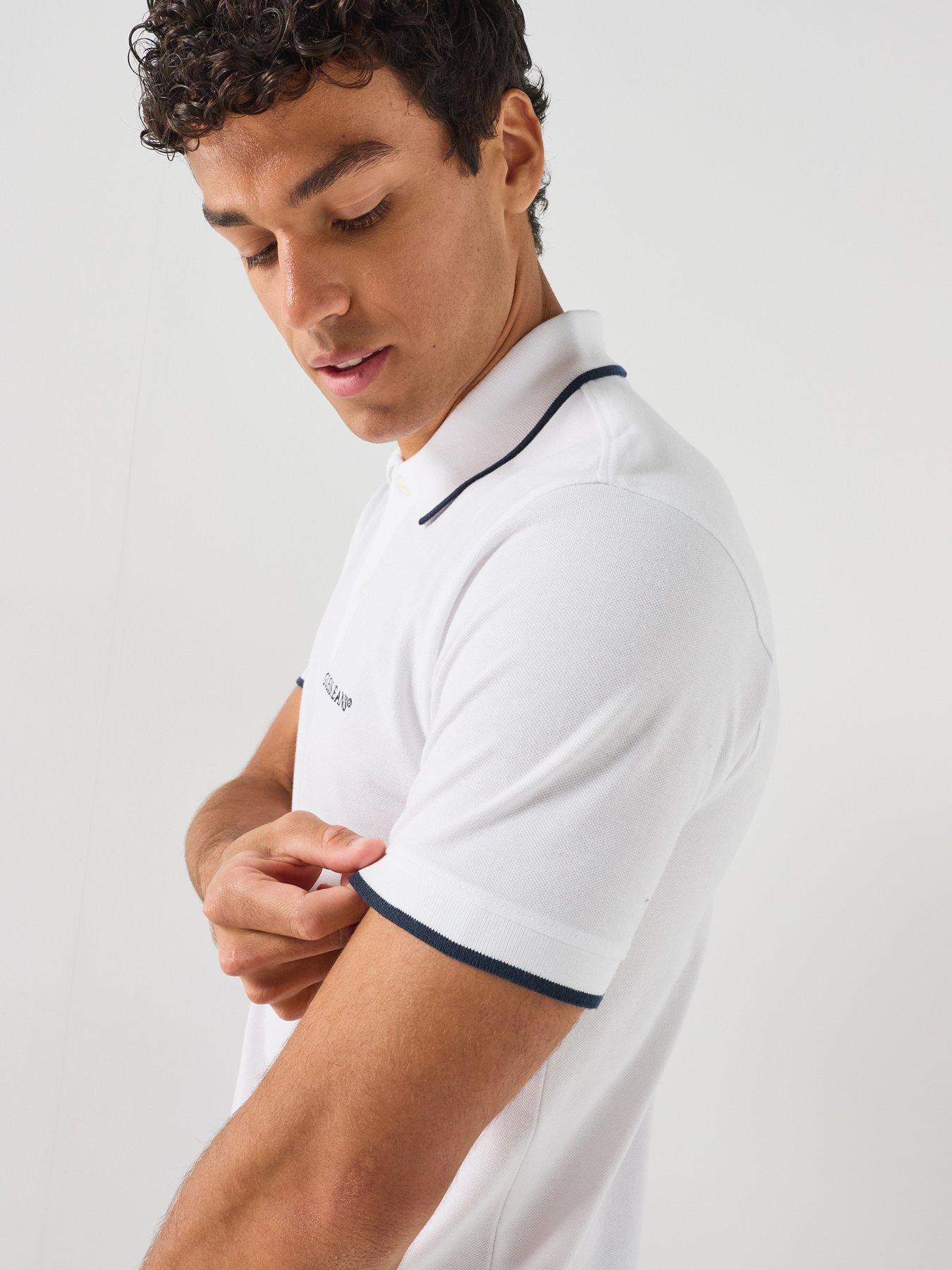 Image 4 of 5 of Guess Jeans Tipped Short Sleeve Polo Shirt - White