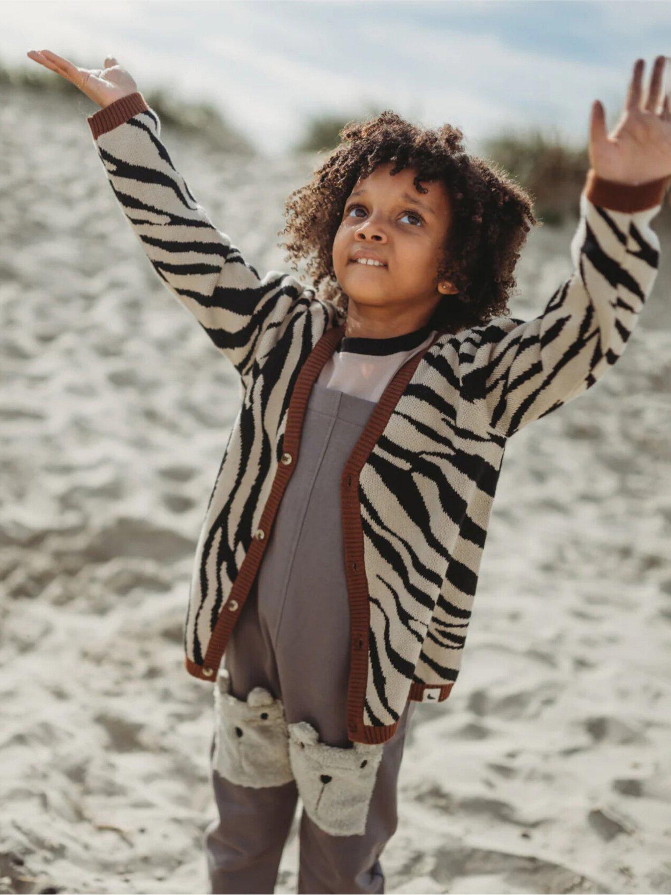 Turtledove London Kids Cotton Zebra Cardigan - Multi