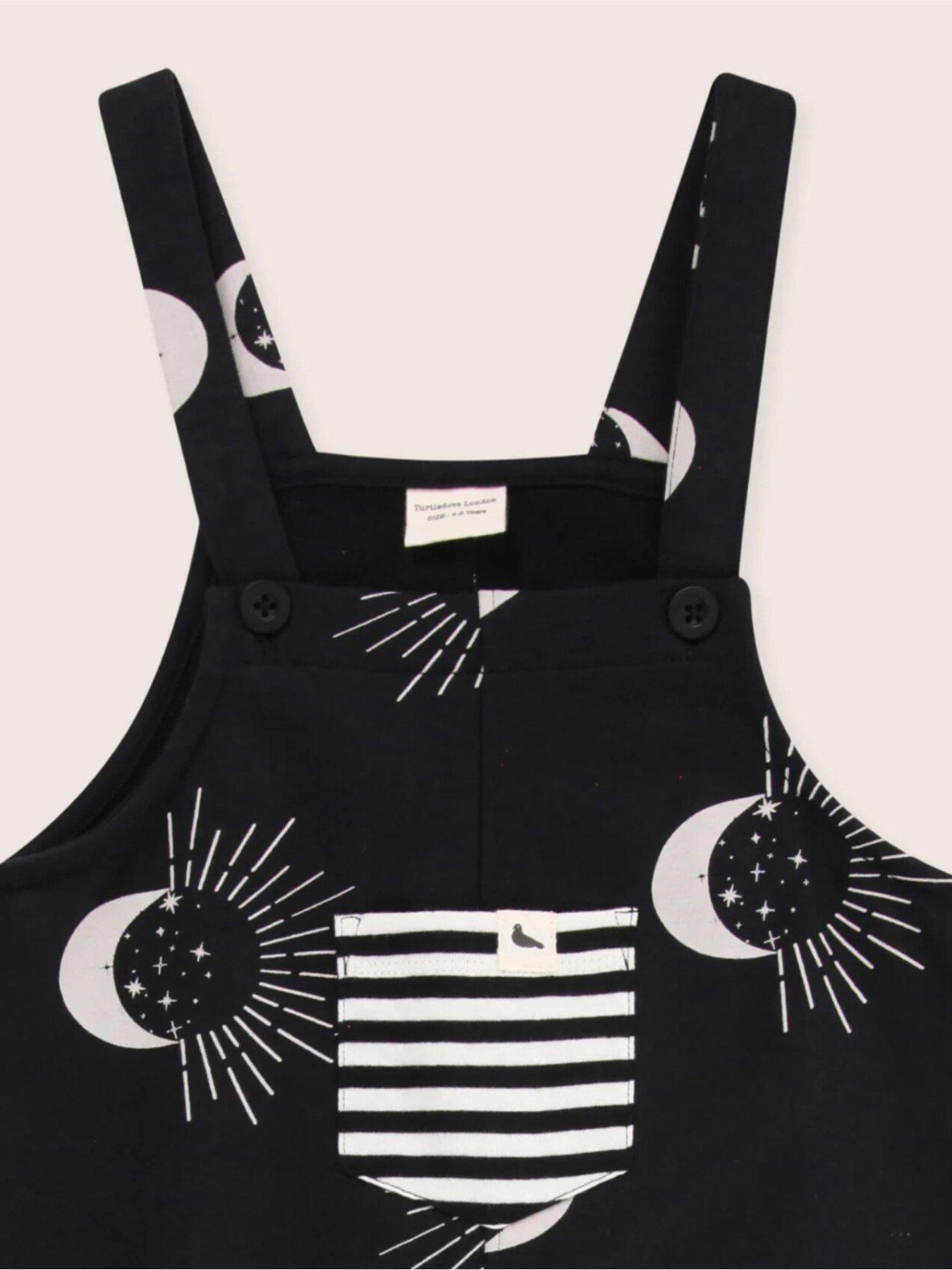 Image 4 of 5 of Turtledove London Kids Cotton Celestial Print Dungarees - Black