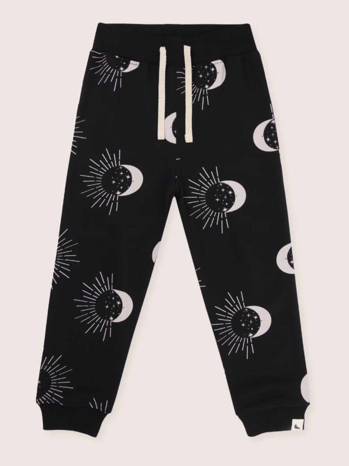  image of turtledove-london-kids-cotton-celestial-print-joggers-black