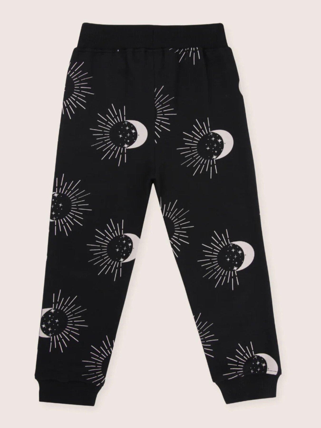  image of turtledove-london-kids-cotton-celestial-print-joggers-black