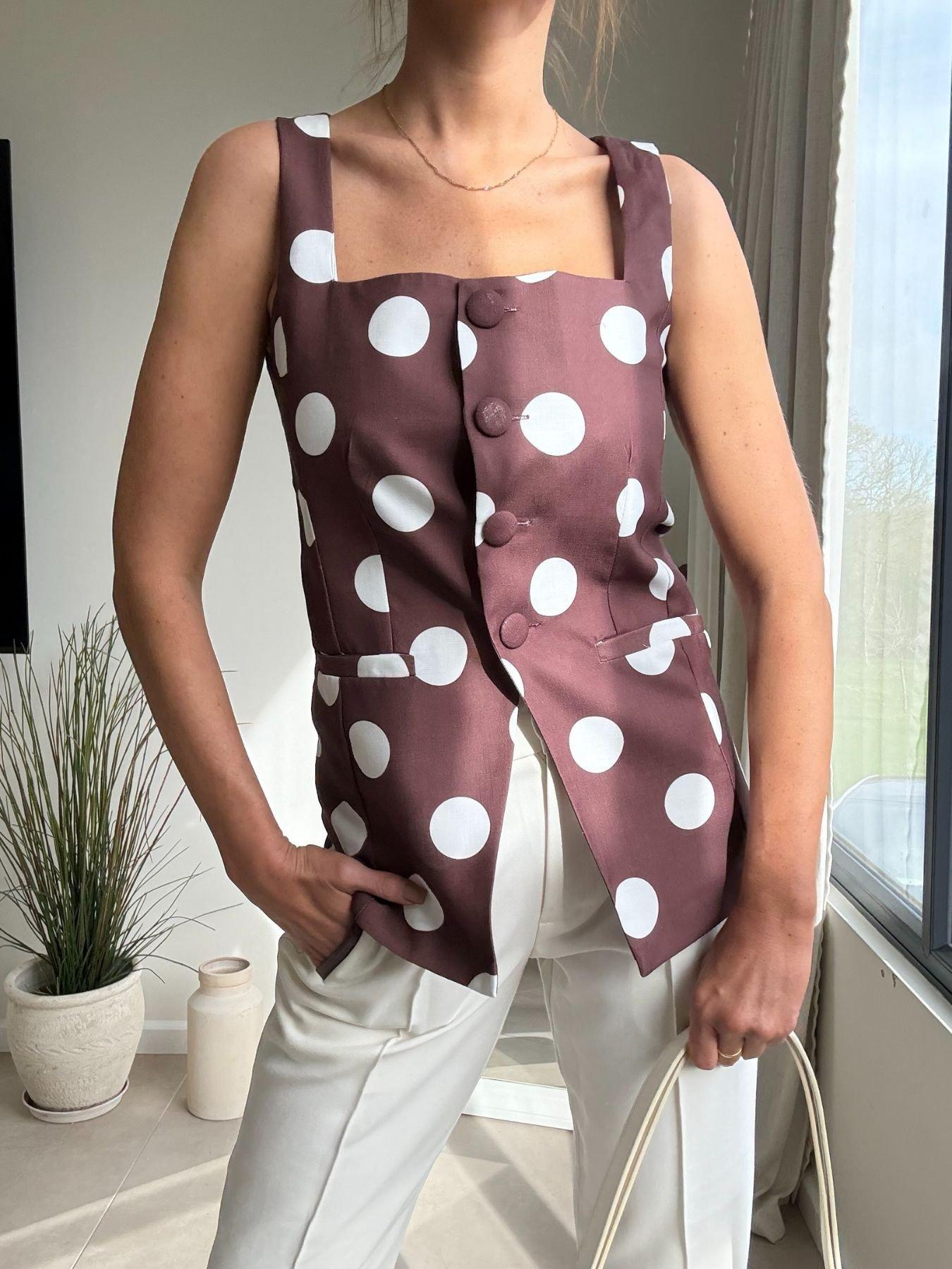  image of style-cheat-co-ord-spot-top-brown