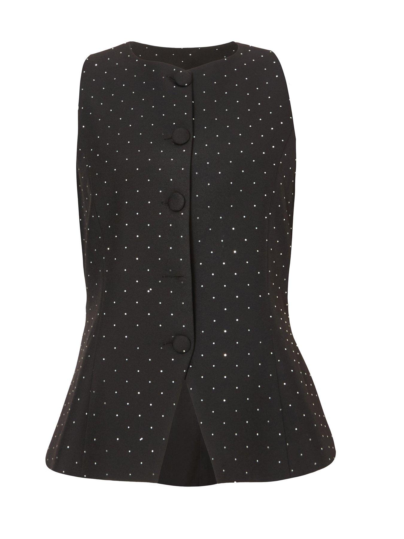  image of quiz-black-diamante-tailored-waistcoat