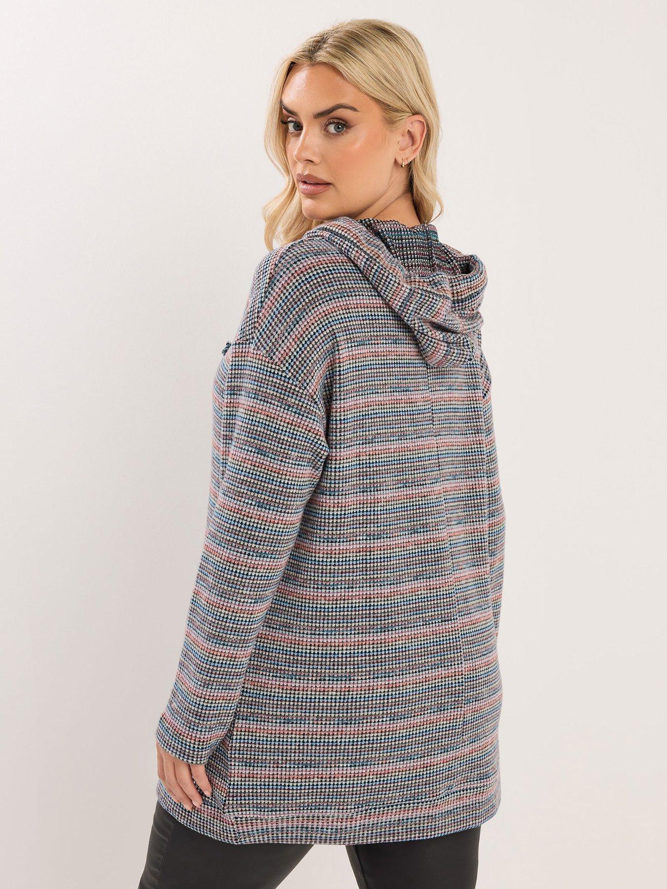 Image 2 of 4 of Yours Curve Textured Hooded Jumper - Blue