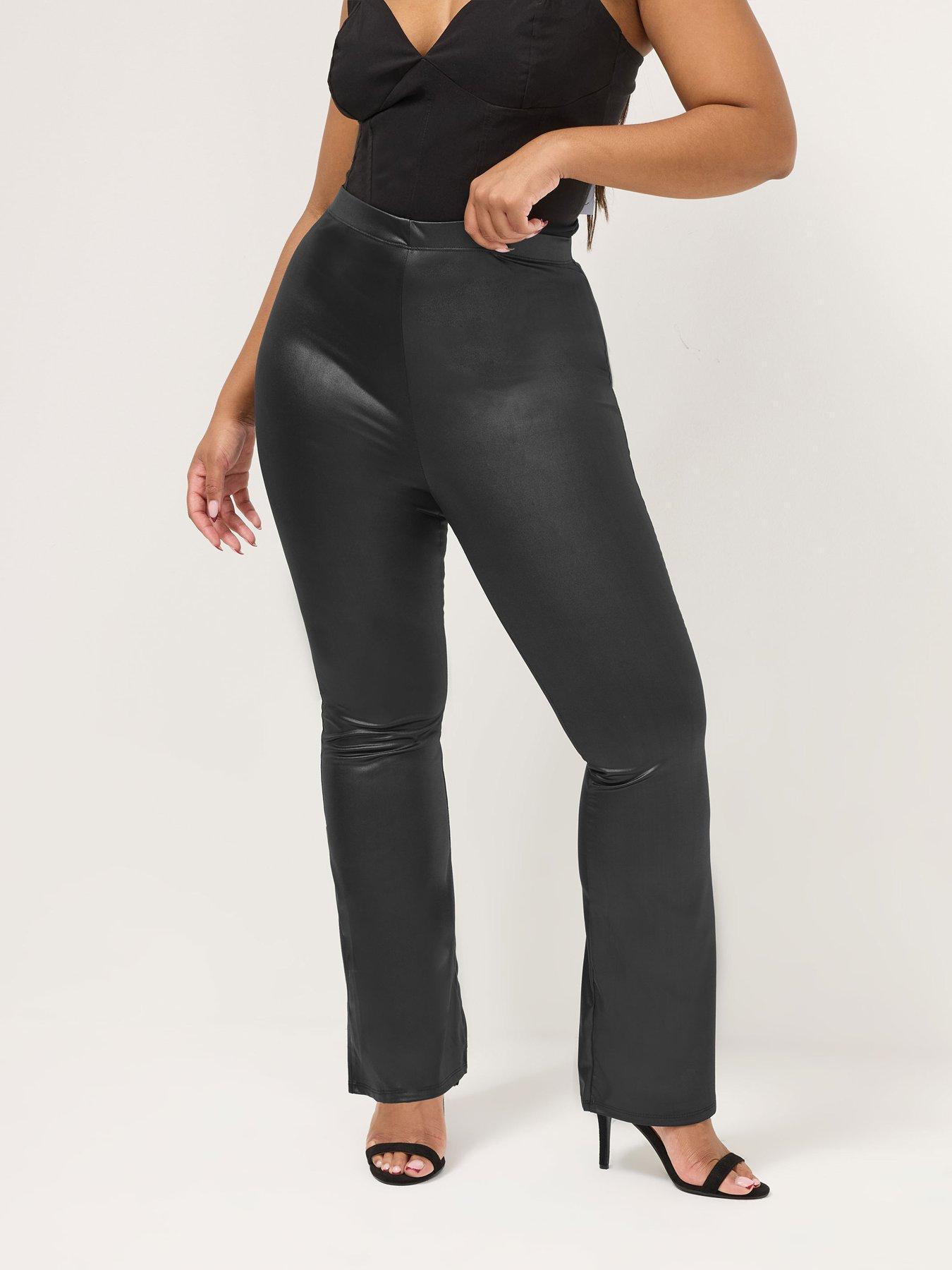  image of yours-curve-coated-flare-legging-black