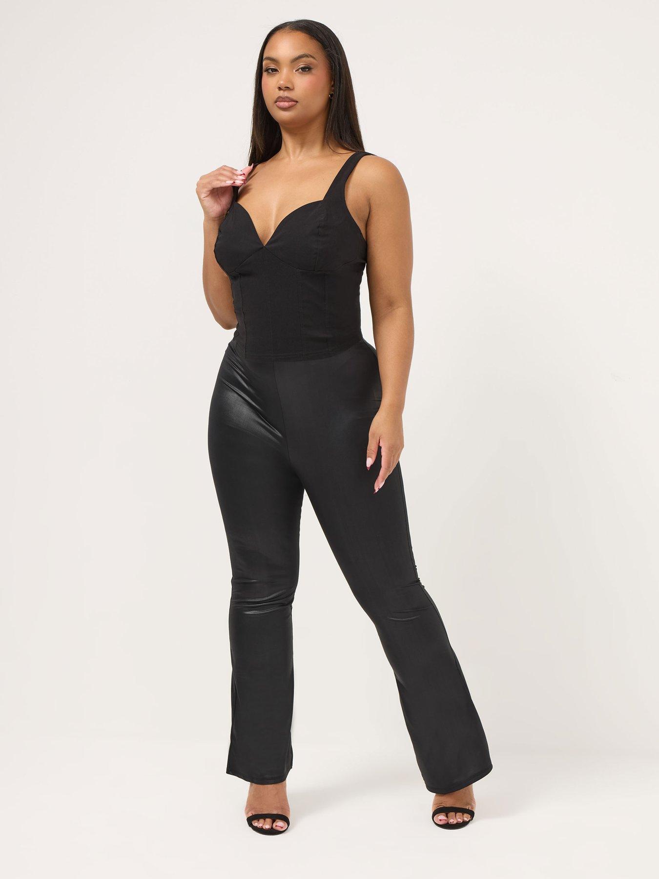  image of yours-curve-coated-flare-legging-black