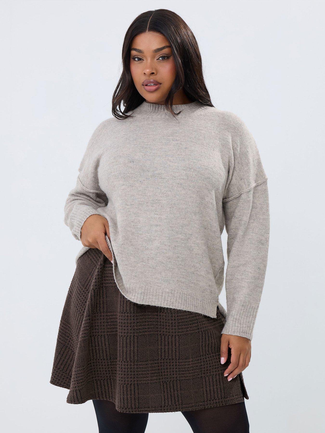 Yours Curve Check Mini Skirt - Brown