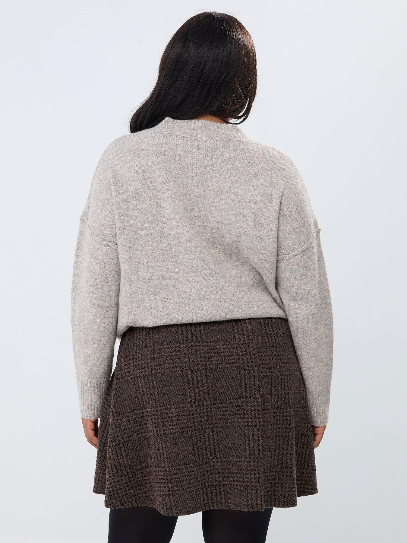 Image 2 of 5 of Yours Curve Check Mini Skirt - Brown