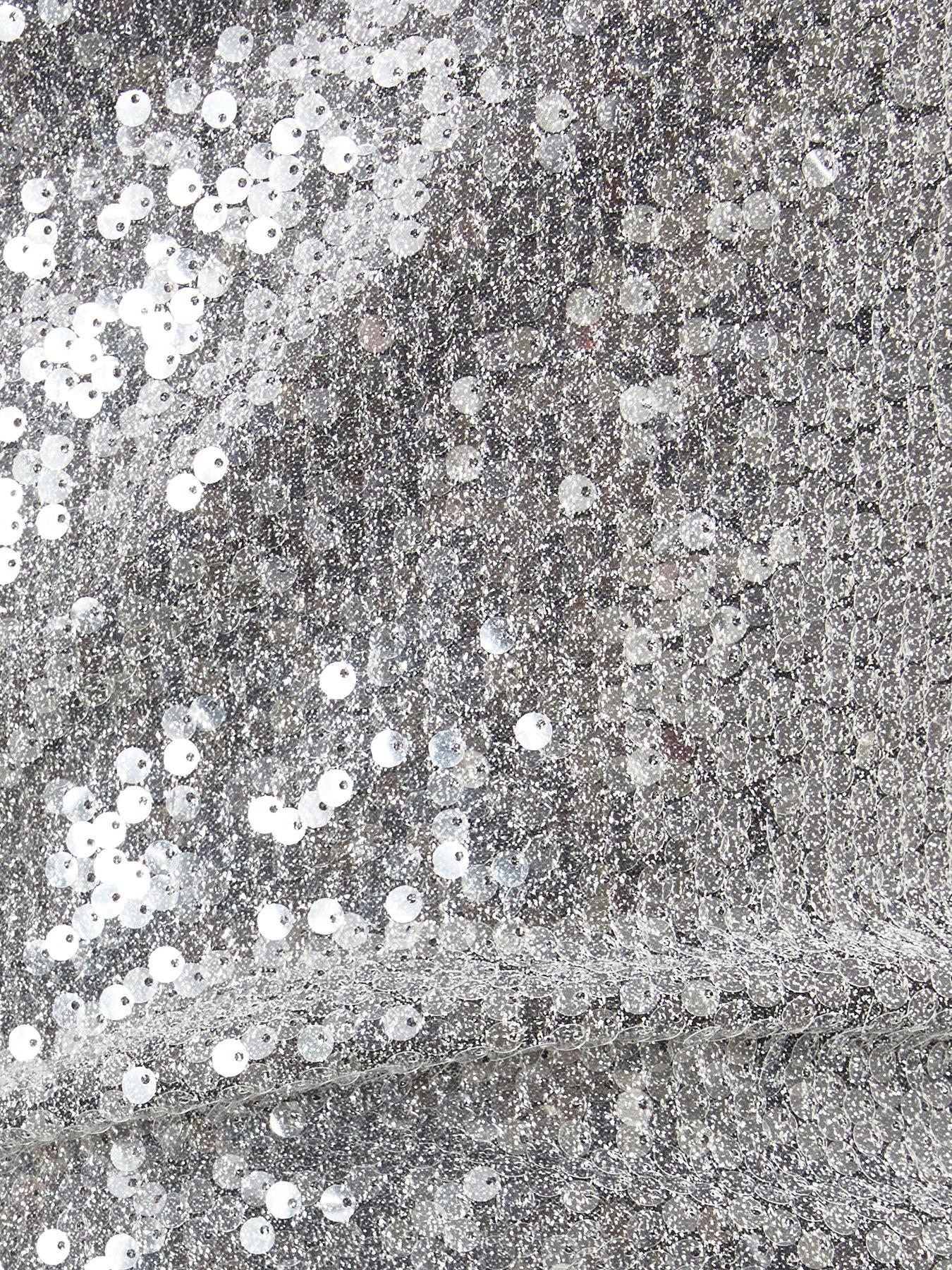  image of quiz-silver-sequin-drop-sleeve-midaxi-dress