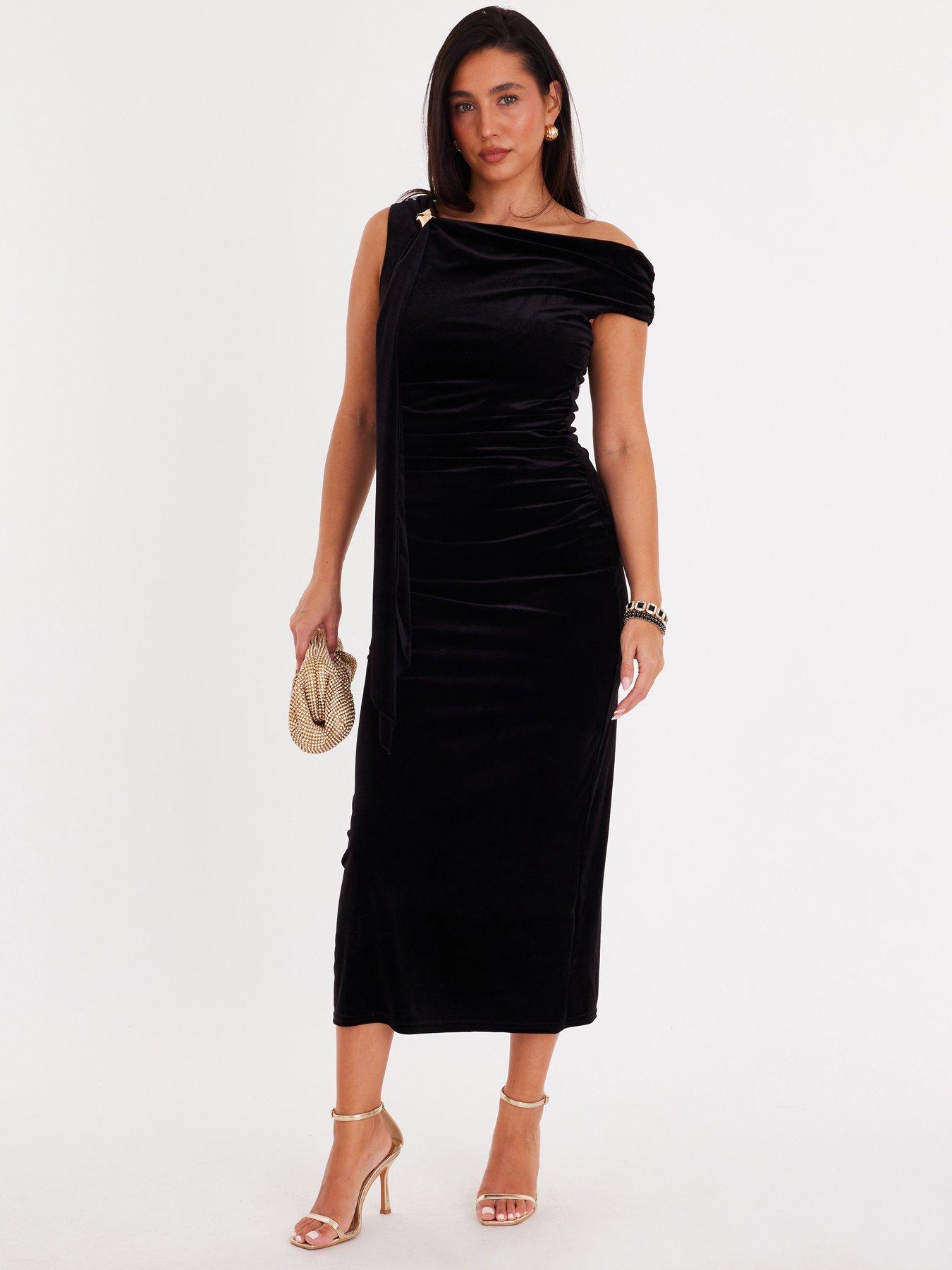 quiz-black-velvet-sash-detail-midaxi-dress