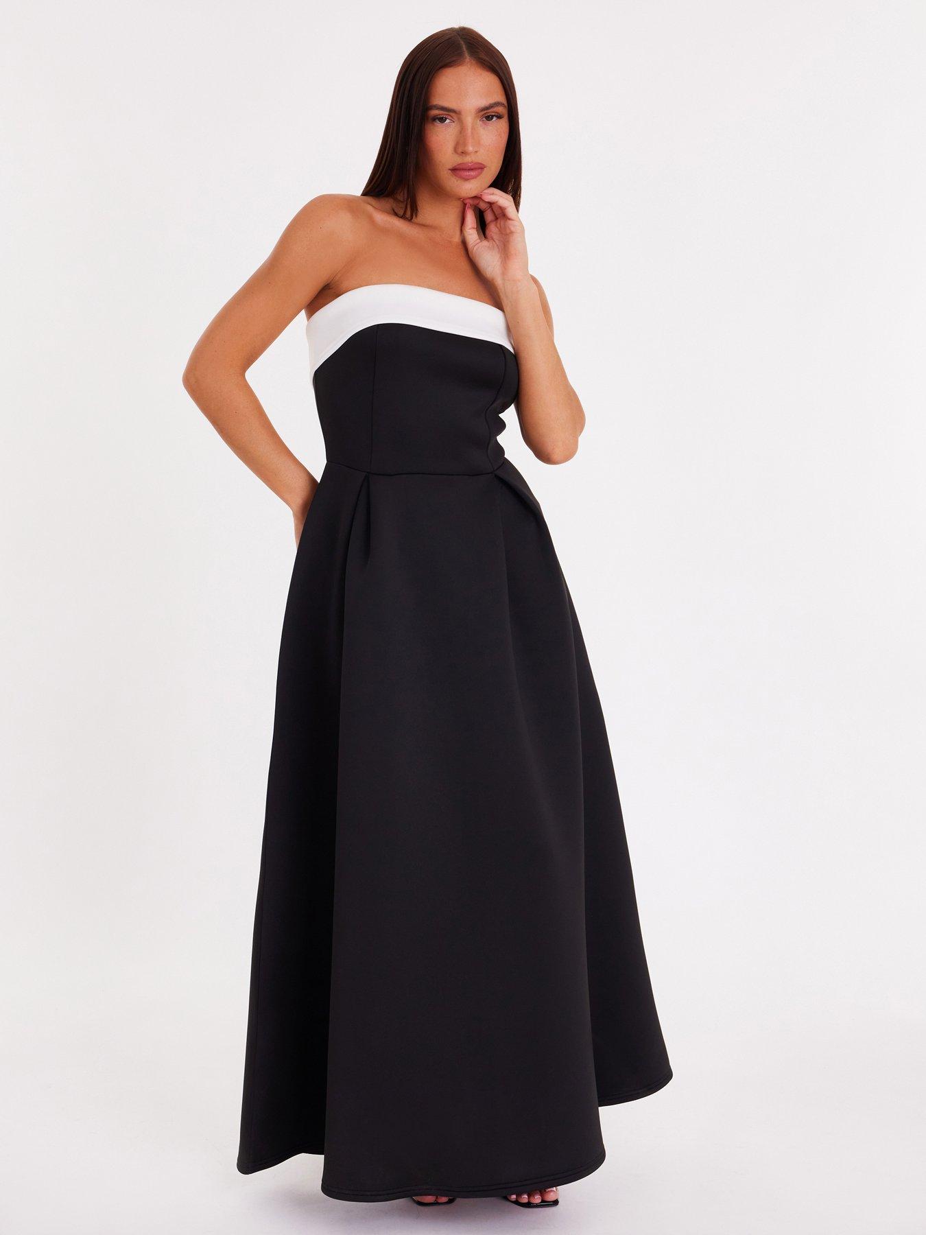  image of quiz-black-strapless-a-line-maxi-dress