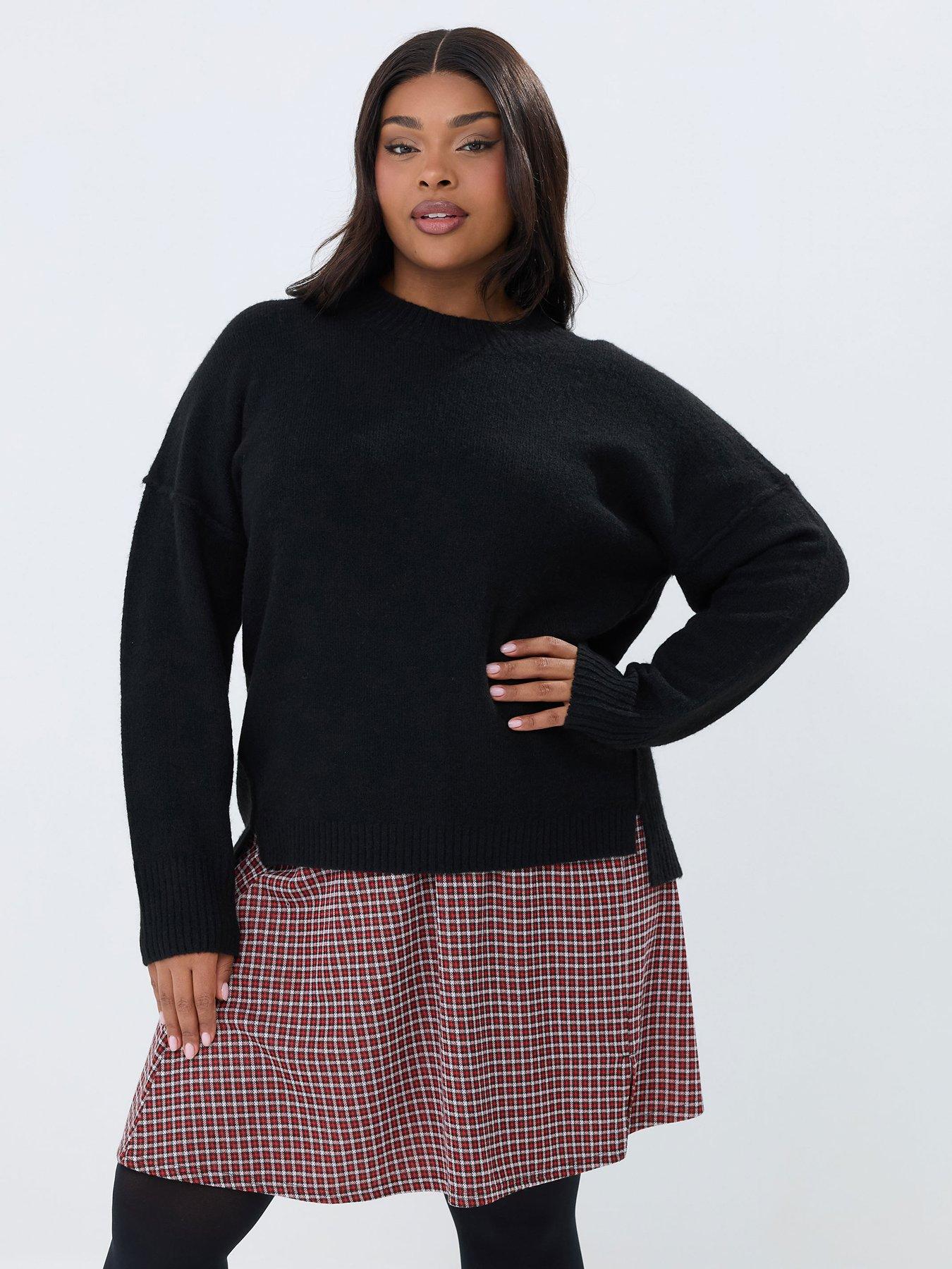 Image 1 of 5 of Yours Curve Check Mini Skirt - Red