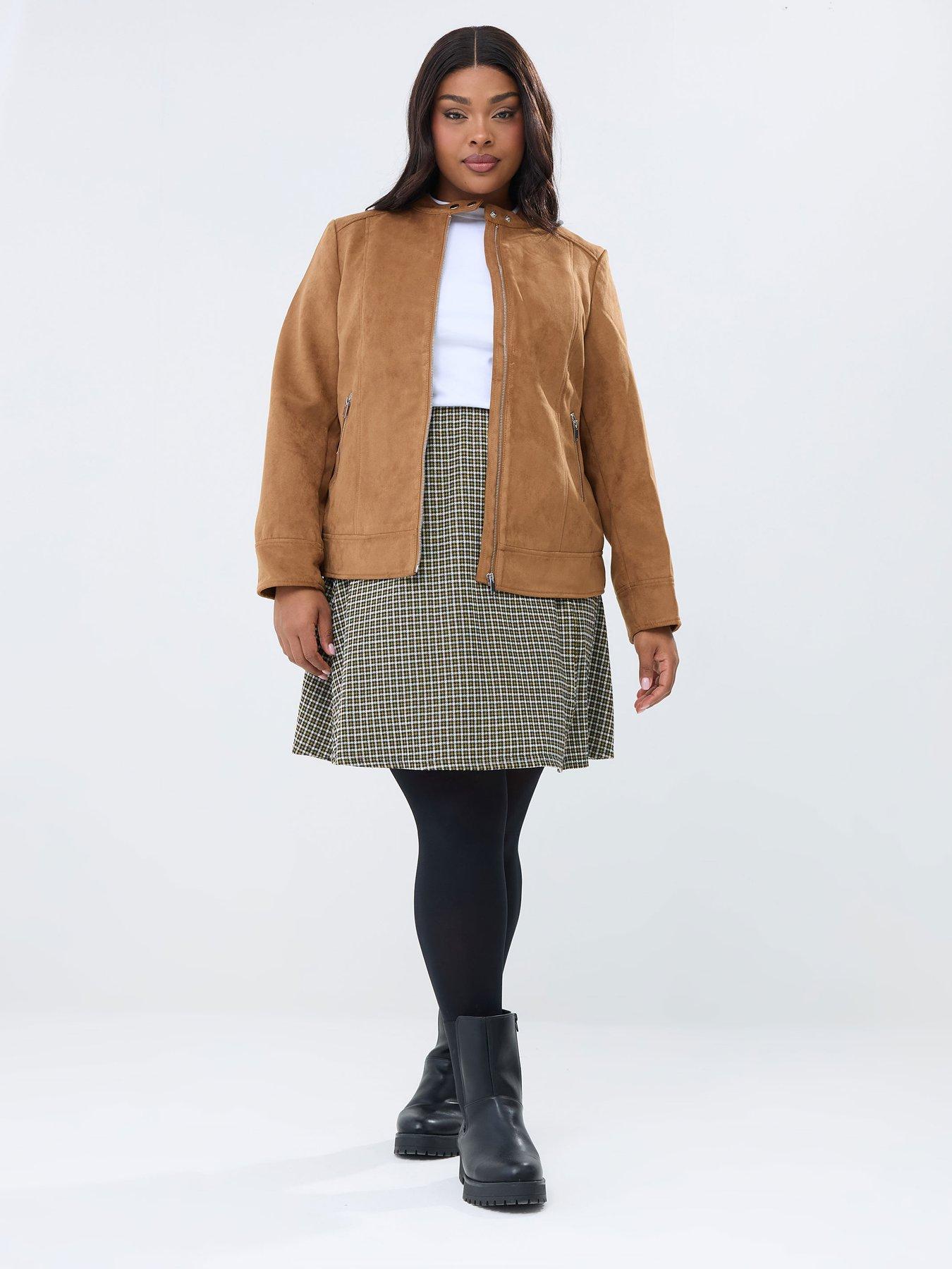 Image 3 of 5 of Yours Curve Check Mini Skirt - Green