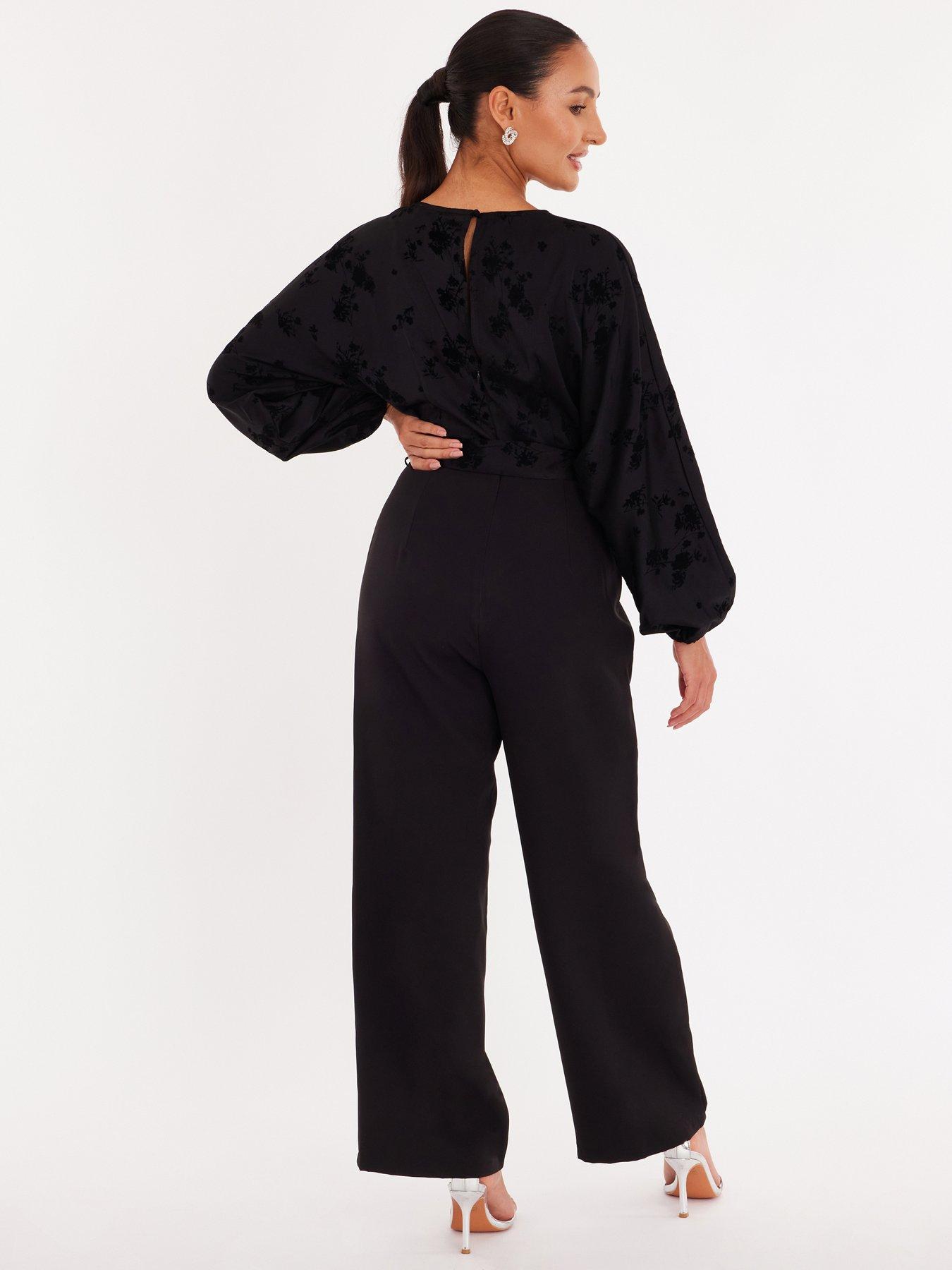 Image 2 of 6 of Quiz Black Floral Bodice Jumpsuit