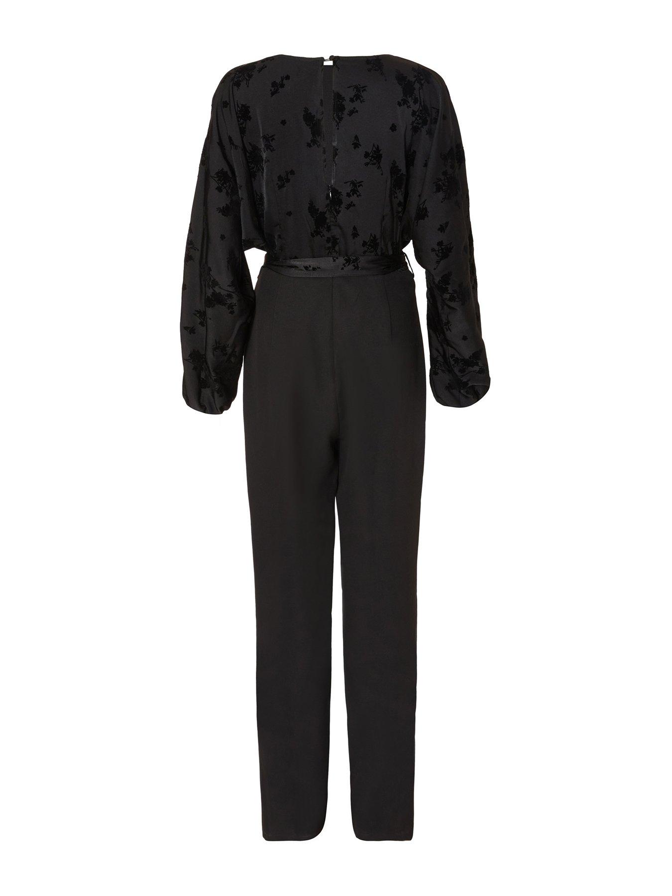 Image 4 of 6 of Quiz Black Floral Bodice Jumpsuit
