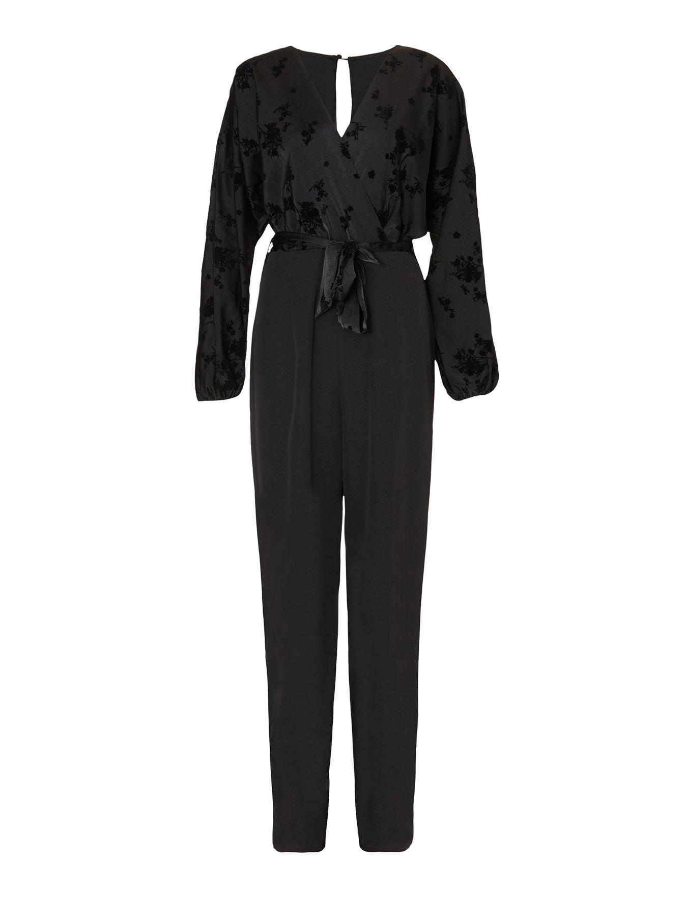 Image 5 of 6 of Quiz Black Floral Bodice Jumpsuit