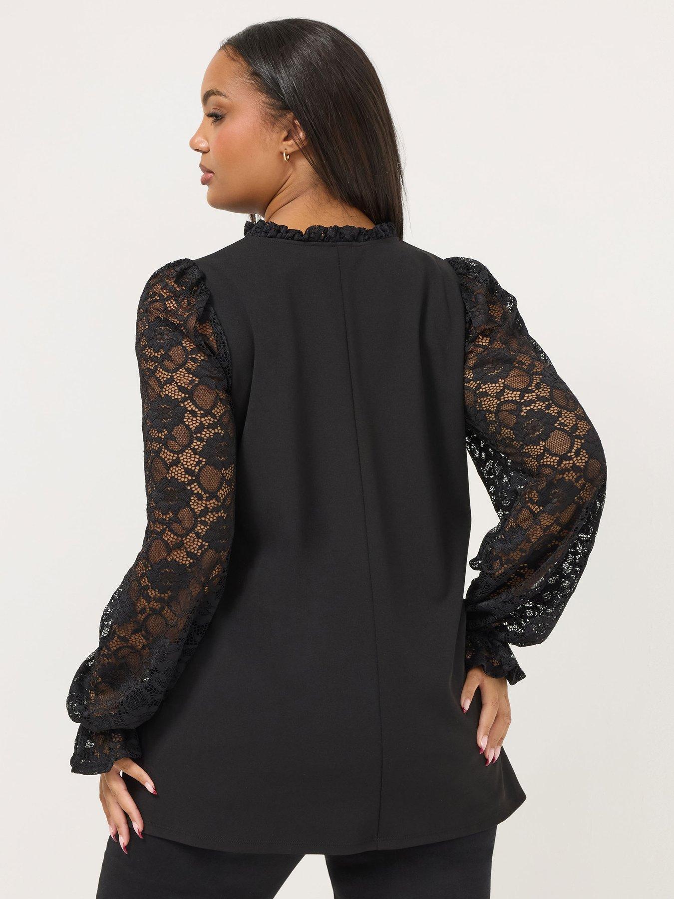 Image 2 of 5 of Yours Curve 2 In 1 Lace Top - Black