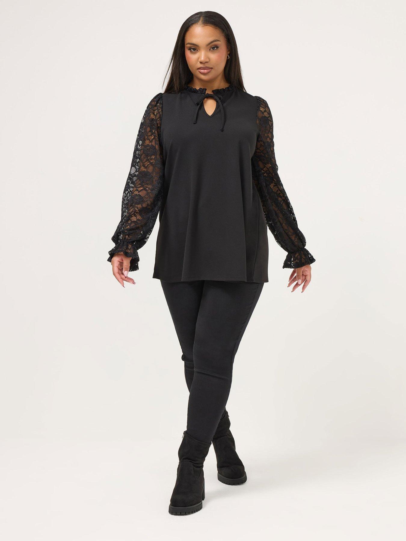 Image 3 of 5 of Yours Curve 2 In 1 Lace Top - Black