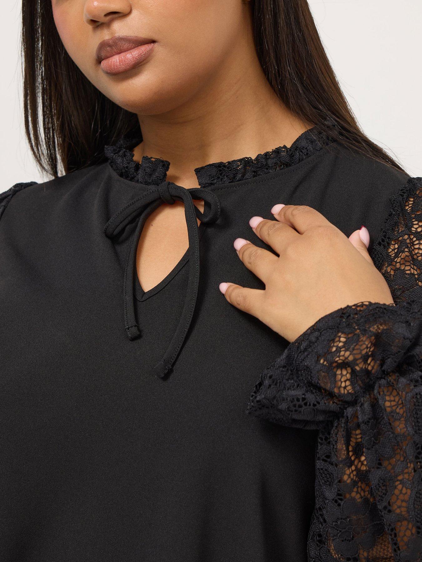 Image 4 of 5 of Yours Curve 2 In 1 Lace Top - Black
