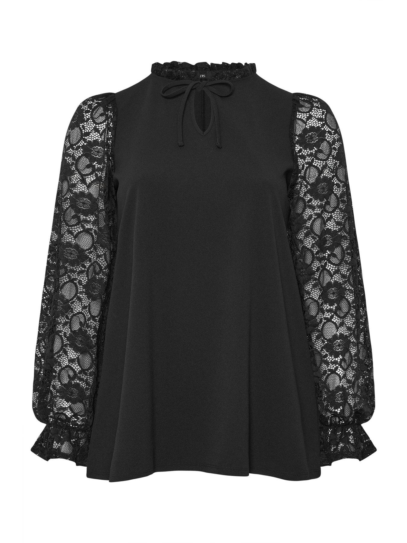 Image 5 of 5 of Yours Curve 2 In 1 Lace Top - Black