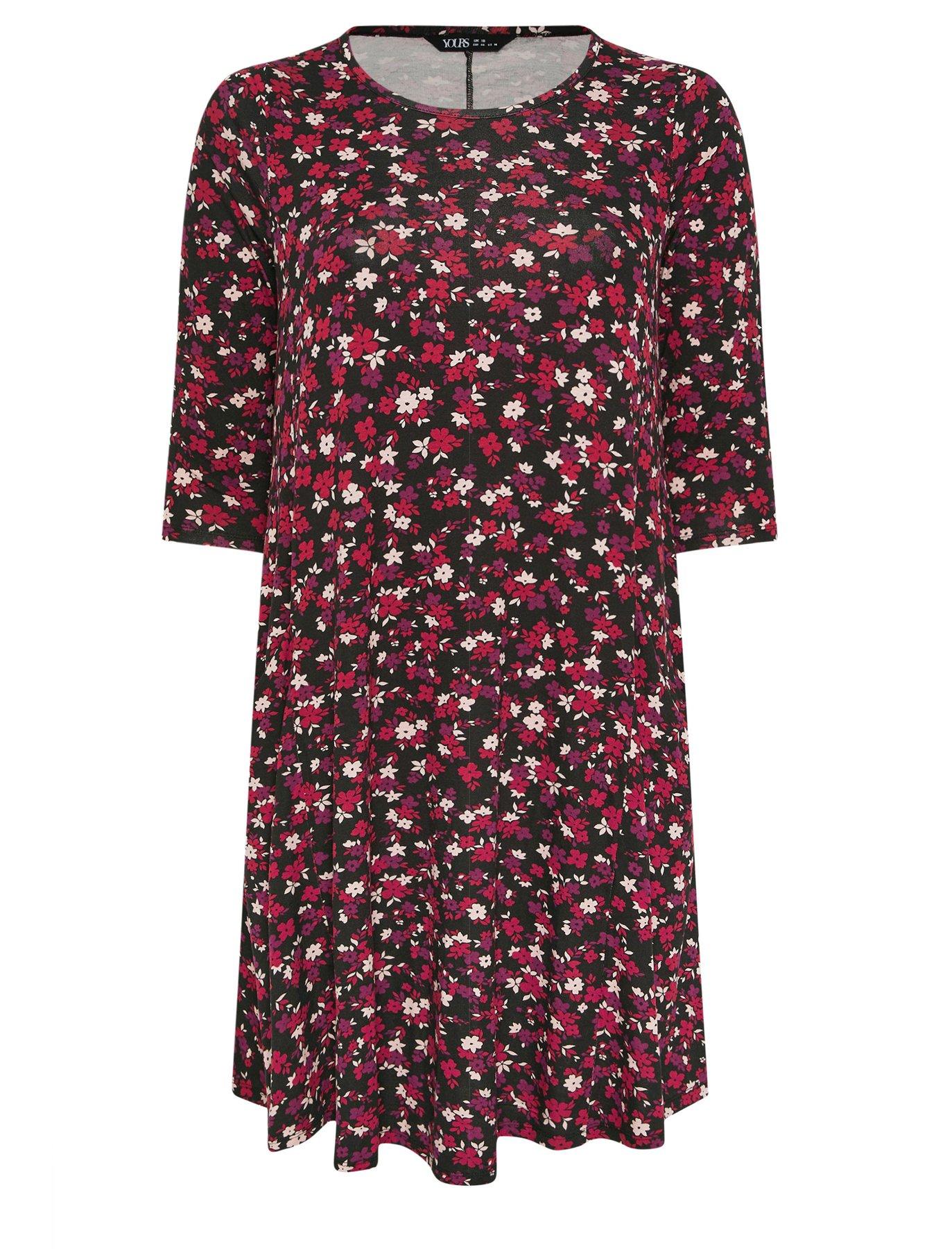 Image 5 of 5 of Yours Curve Ditsy Drape Pocket Dress