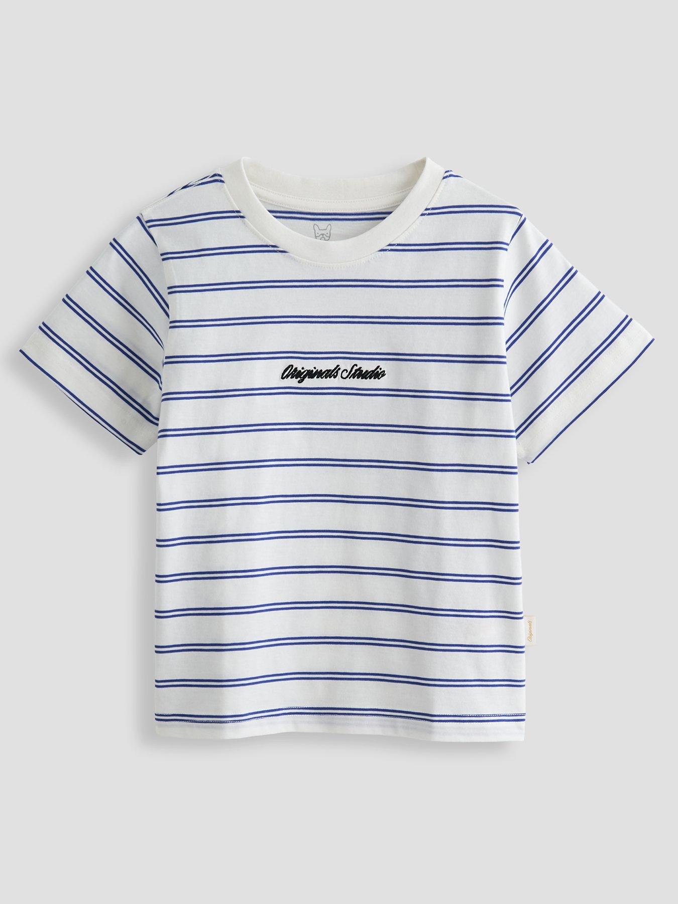 Jack & Jones Mini Younger Boys Stripe Short Sleeve T-shirt - White
