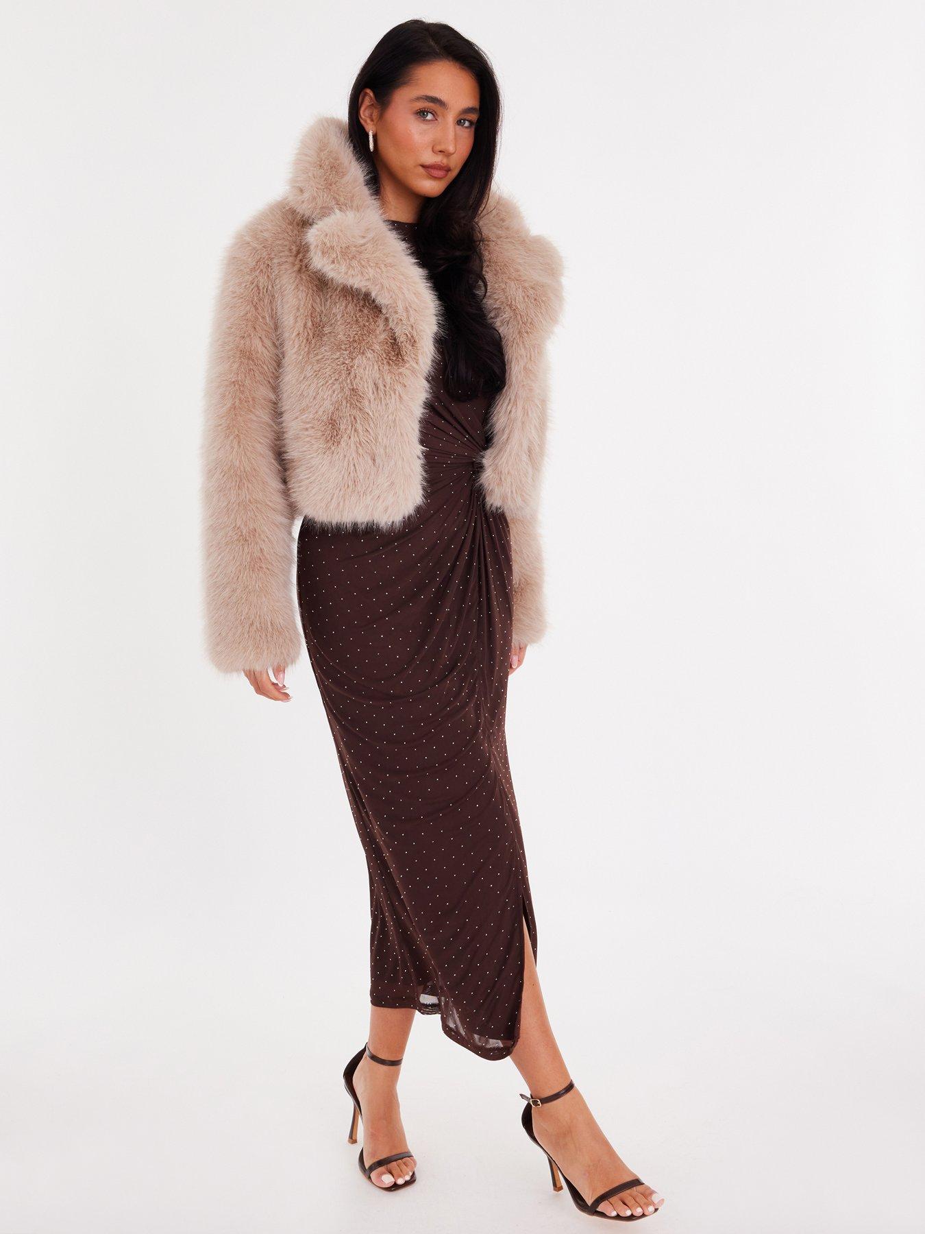  image of quiz-stone-faux-fur-cropped-jacket