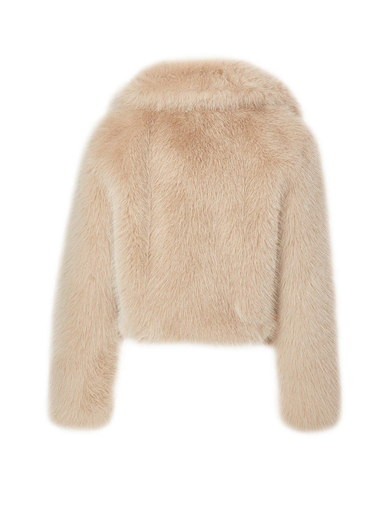  image of quiz-stone-faux-fur-cropped-jacket