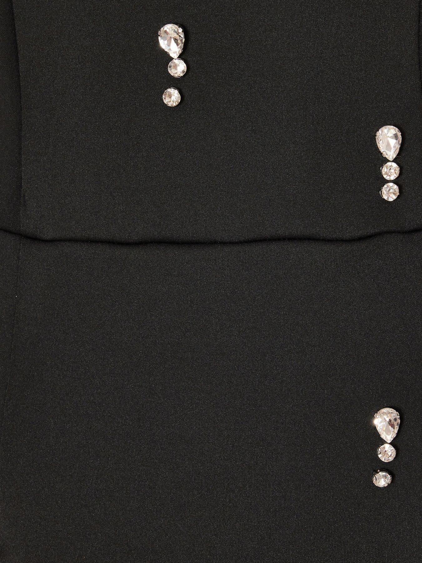  image of quiz-black-embellished-bardot-midaxi-dress