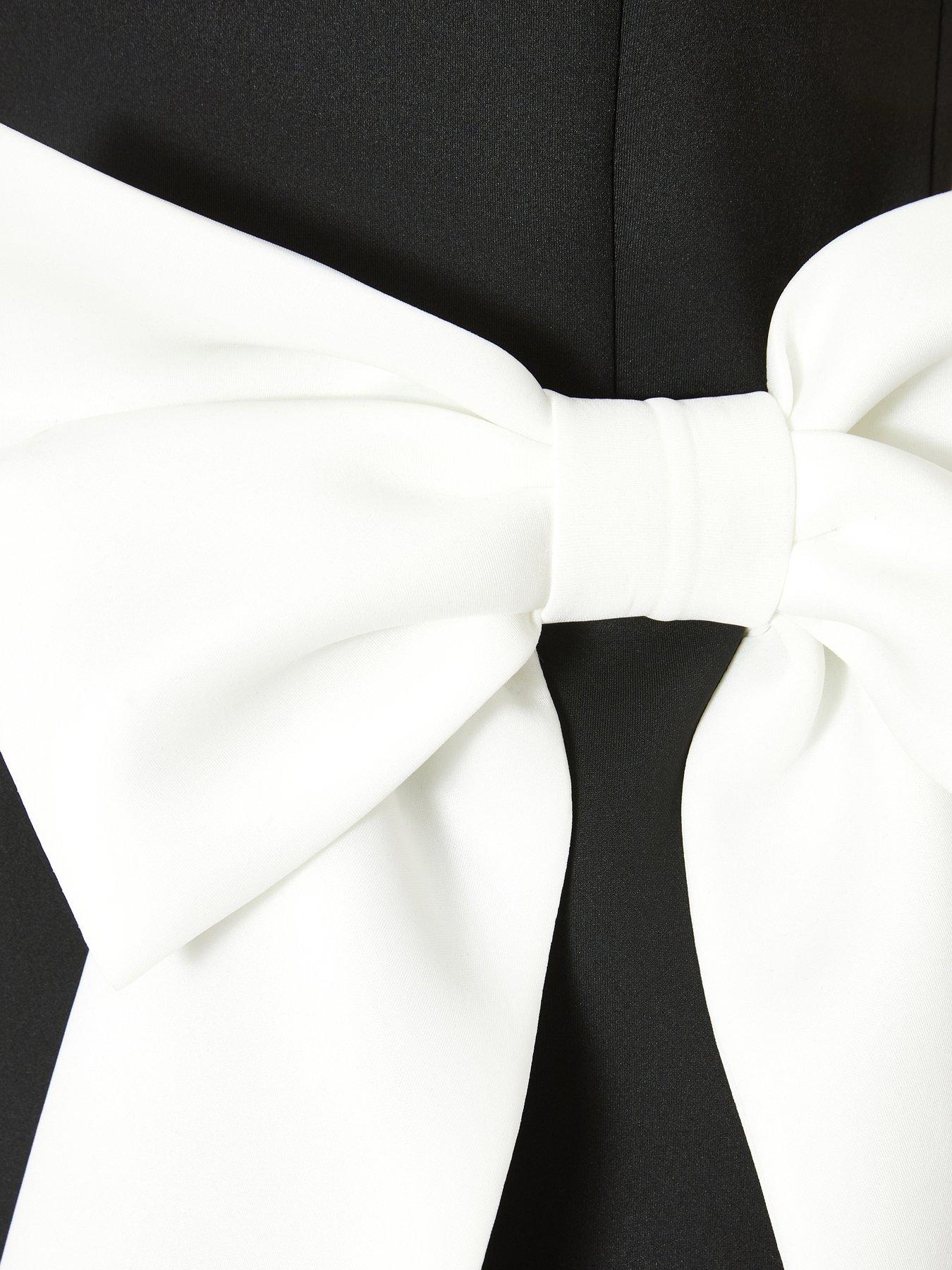  image of quiz-petite-black-oversized-bow-midi-dress