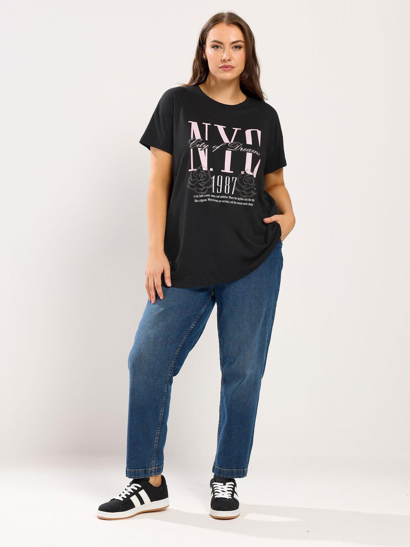 Image 3 of 5 of Yours Curve Core Nyc Placement T-shirt