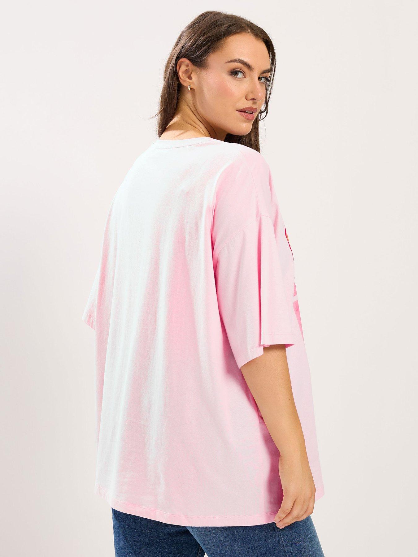 Image 2 of 5 of Yours Curve Relaxed Placement Treats T-shirt - Pink