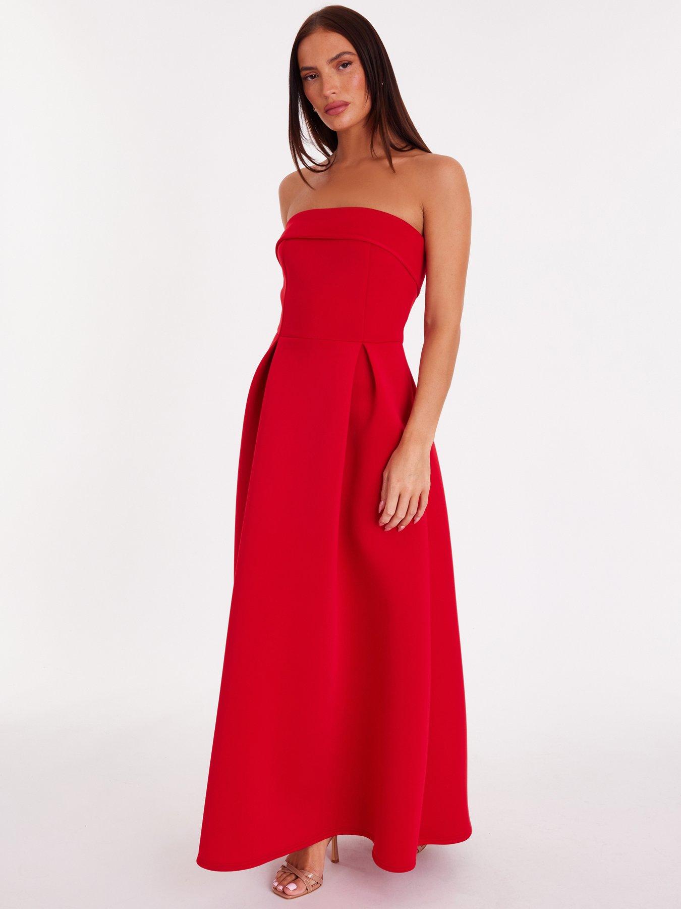  image of quiz-red-strapless-a-line-maxi-dress