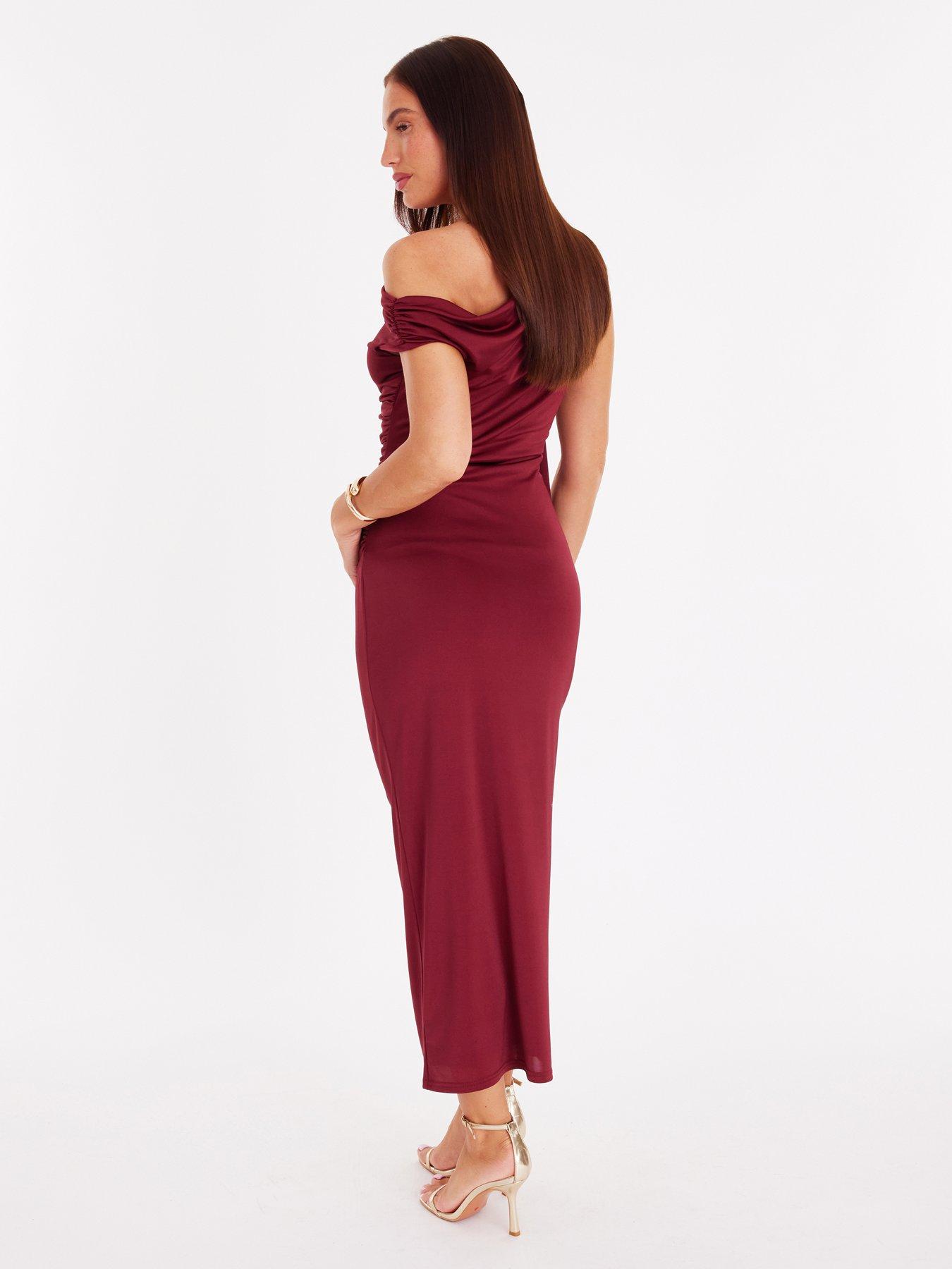  image of quiz-dark-red-sash-detail-midaxi-dress