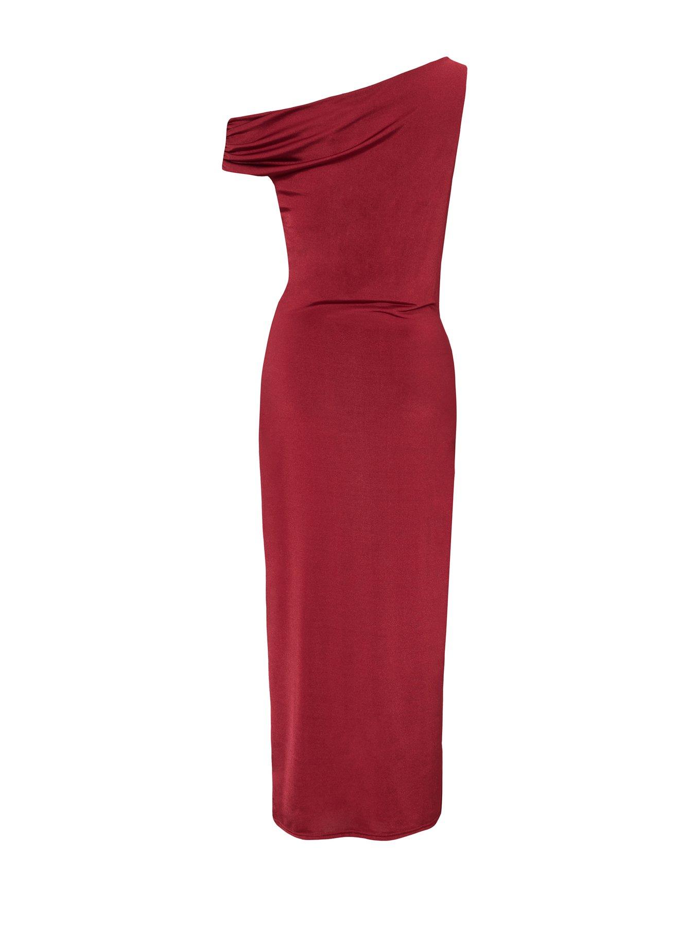  image of quiz-dark-red-sash-detail-midaxi-dress