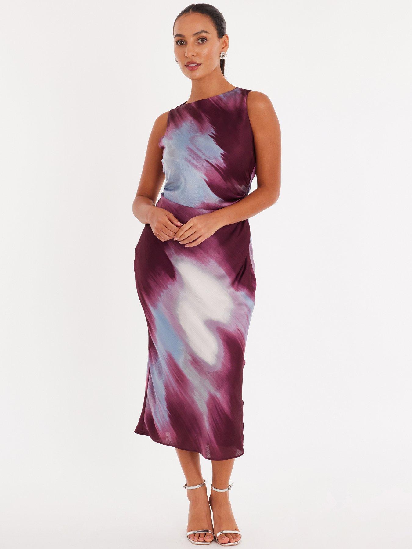  image of quiz-petite-burgundy-satin-printed-midaxi-dress