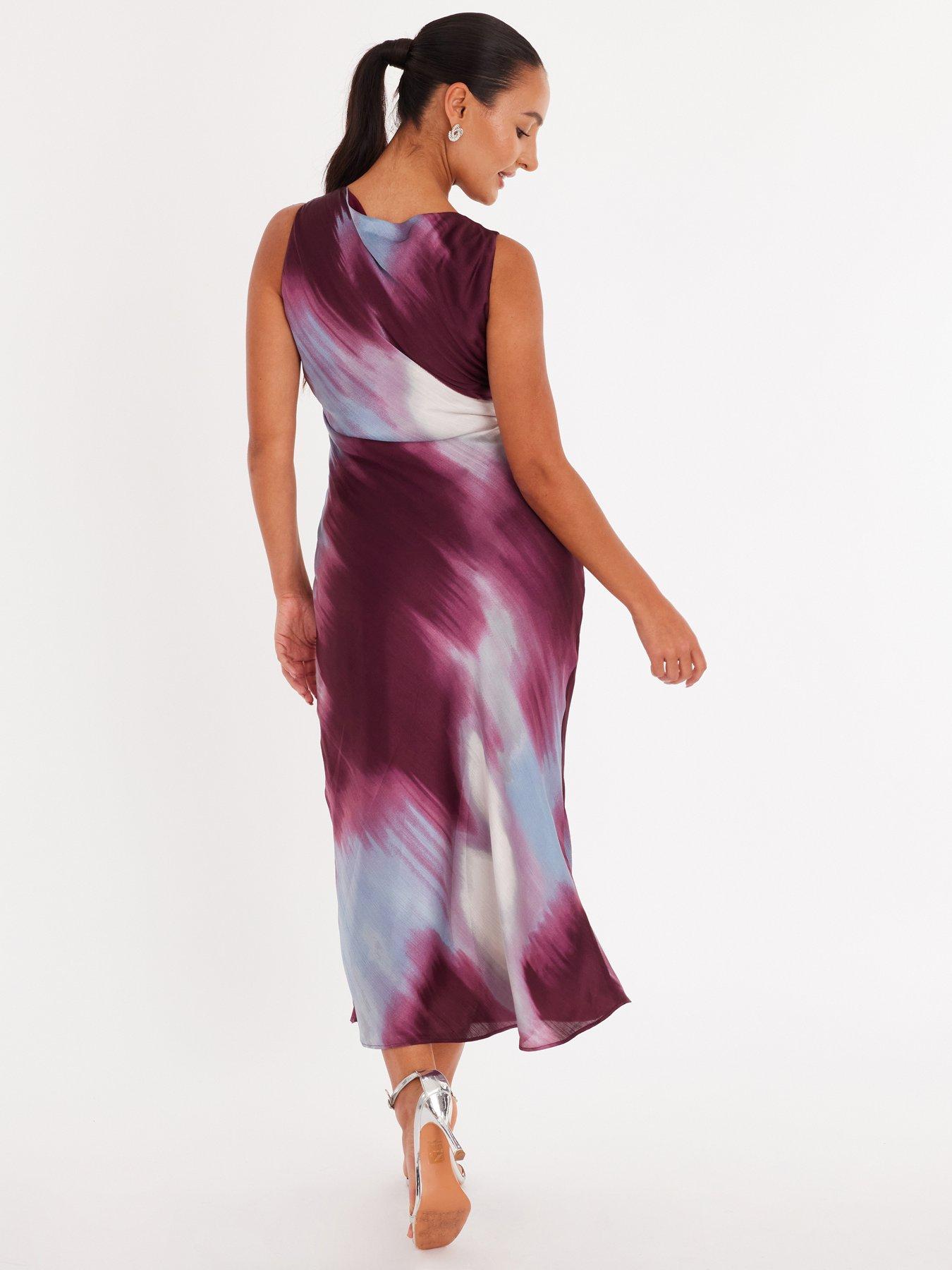  image of quiz-petite-burgundy-satin-printed-midaxi-dress