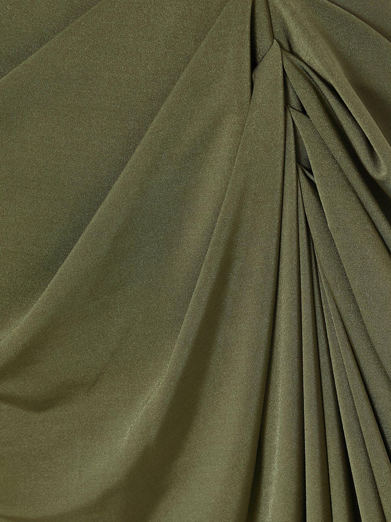  image of quiz-petite-khaki-cowl-neck-midi-dress