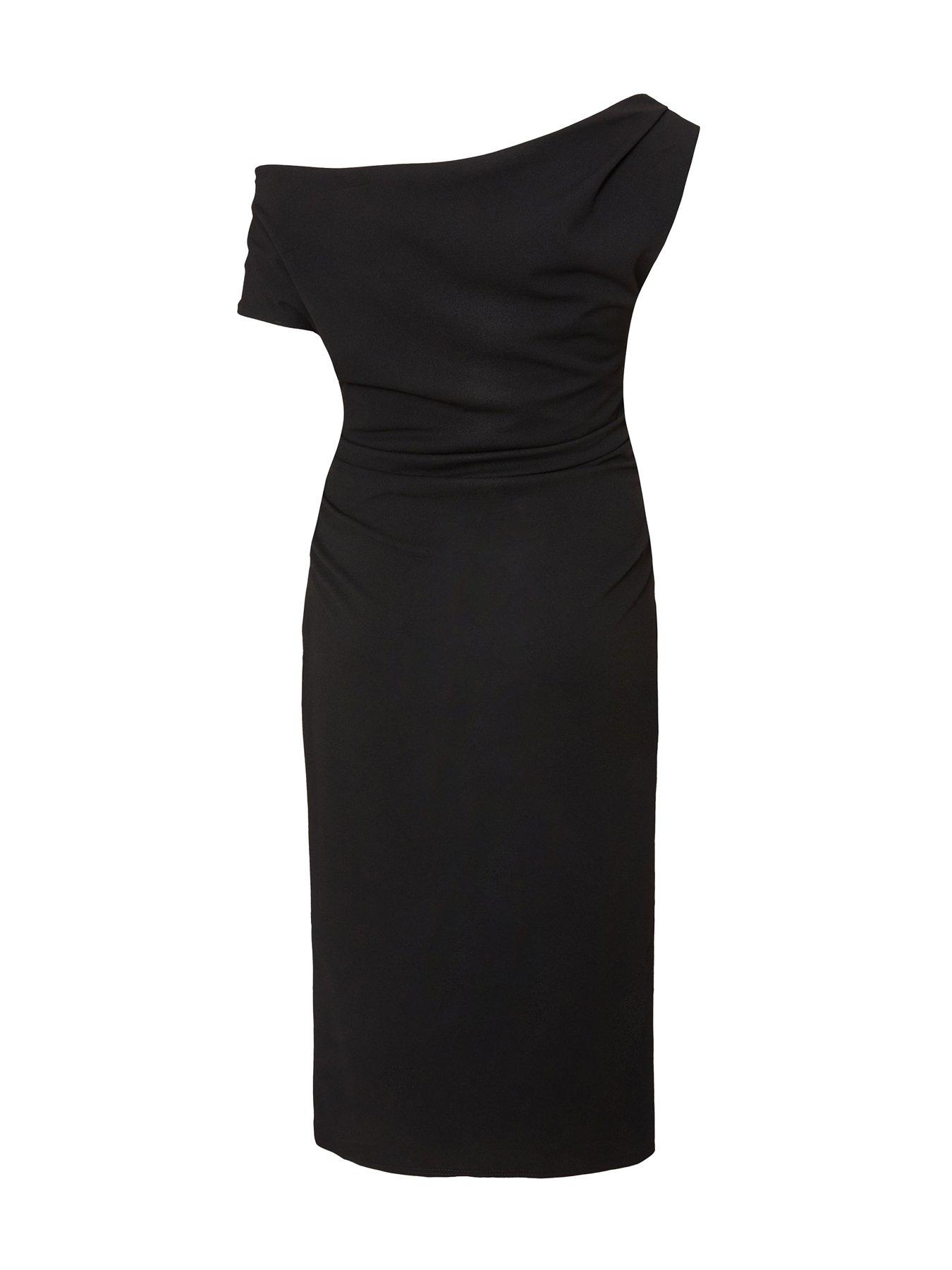 Image 4 of 6 of Quiz Black Drop Shoulder Midi Dress