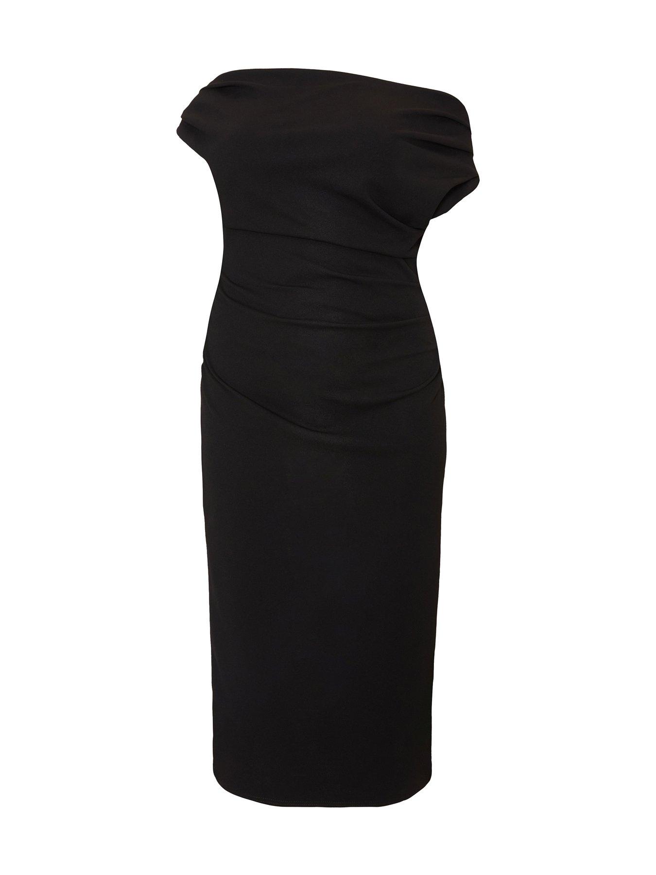 Image 5 of 6 of Quiz Black Drop Shoulder Midi Dress