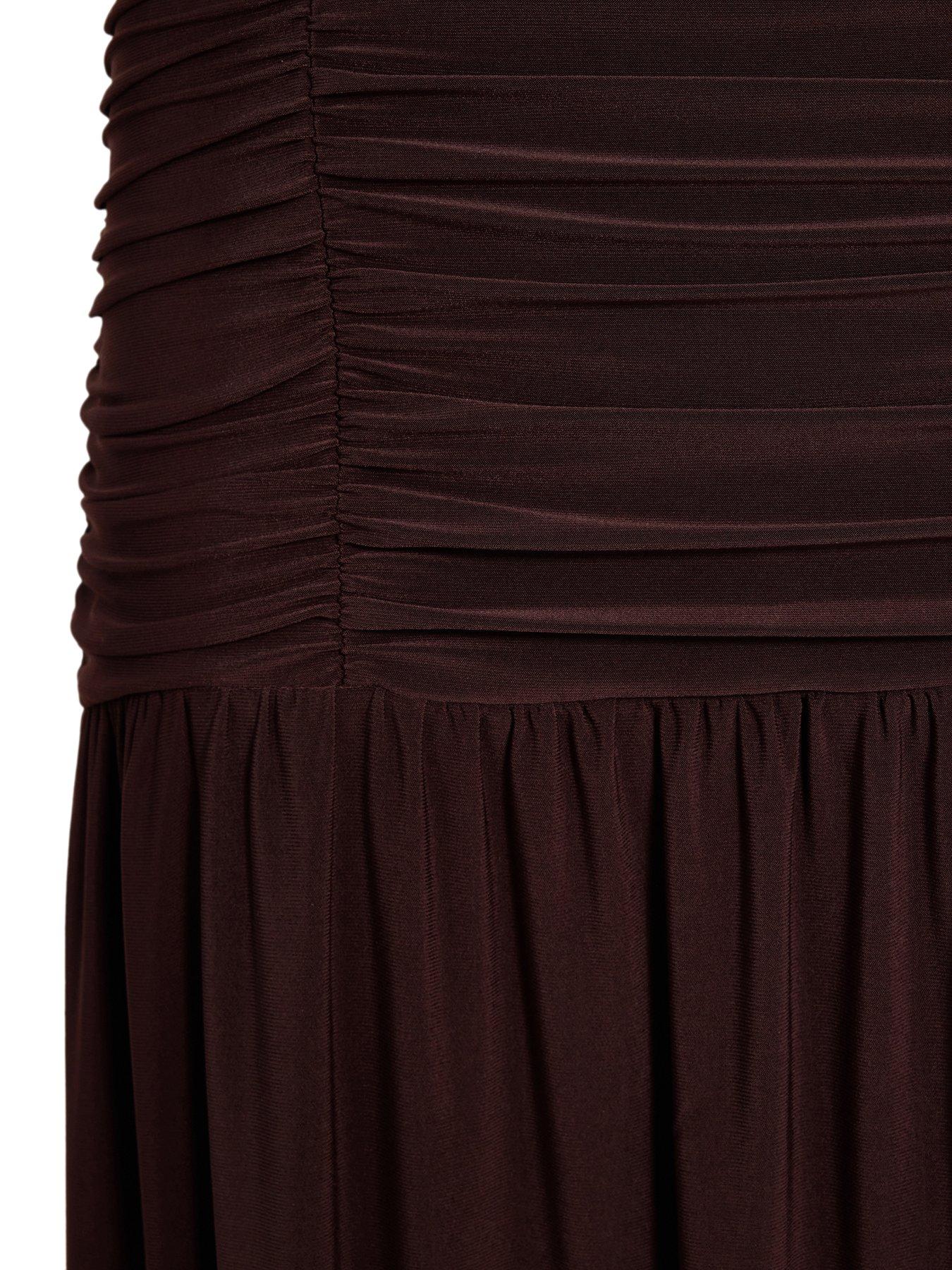  image of quiz-petite-brown-drop-waist-maxi-dress