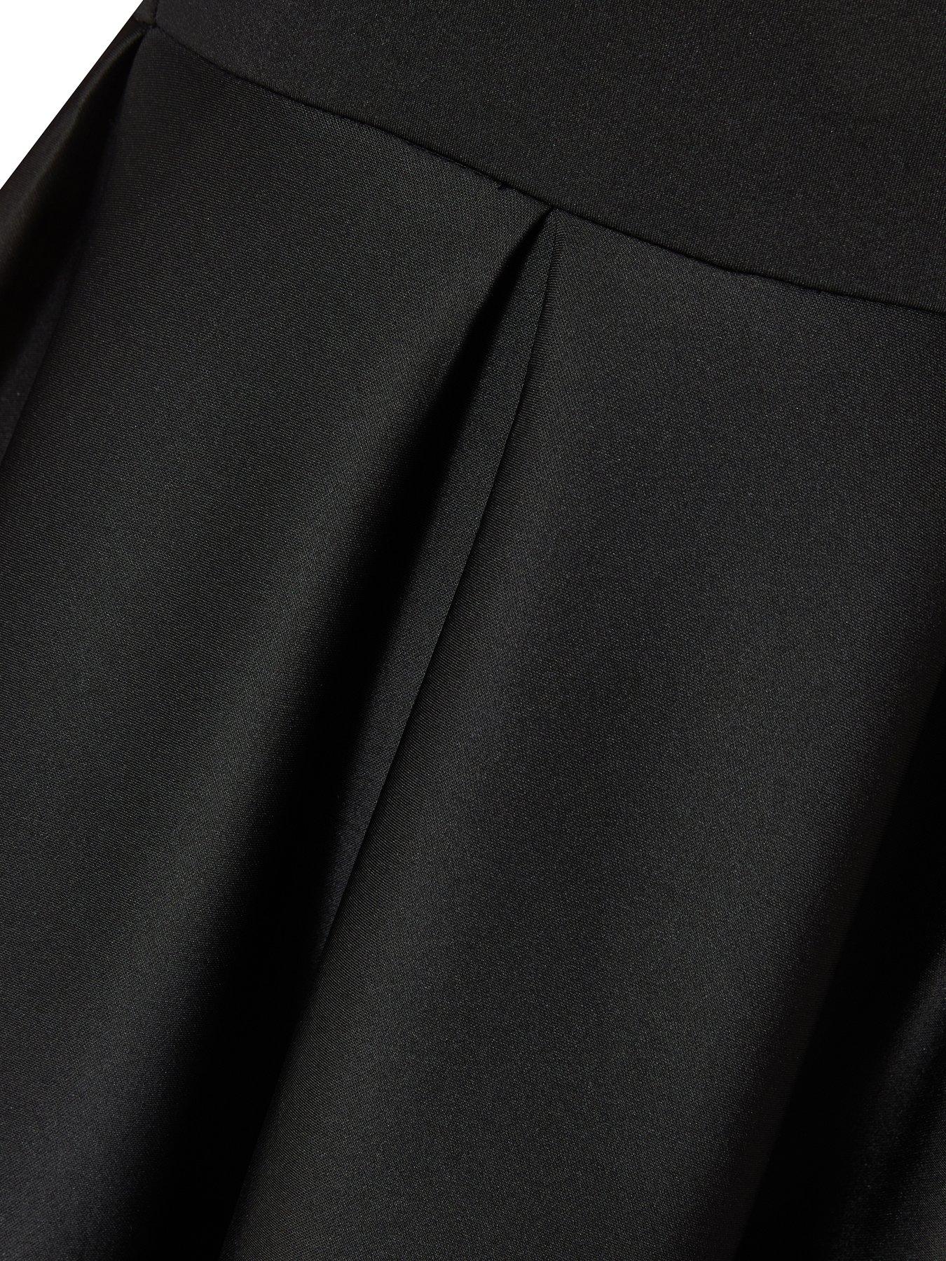  image of quiz-black-velvet-trim-skater-dress