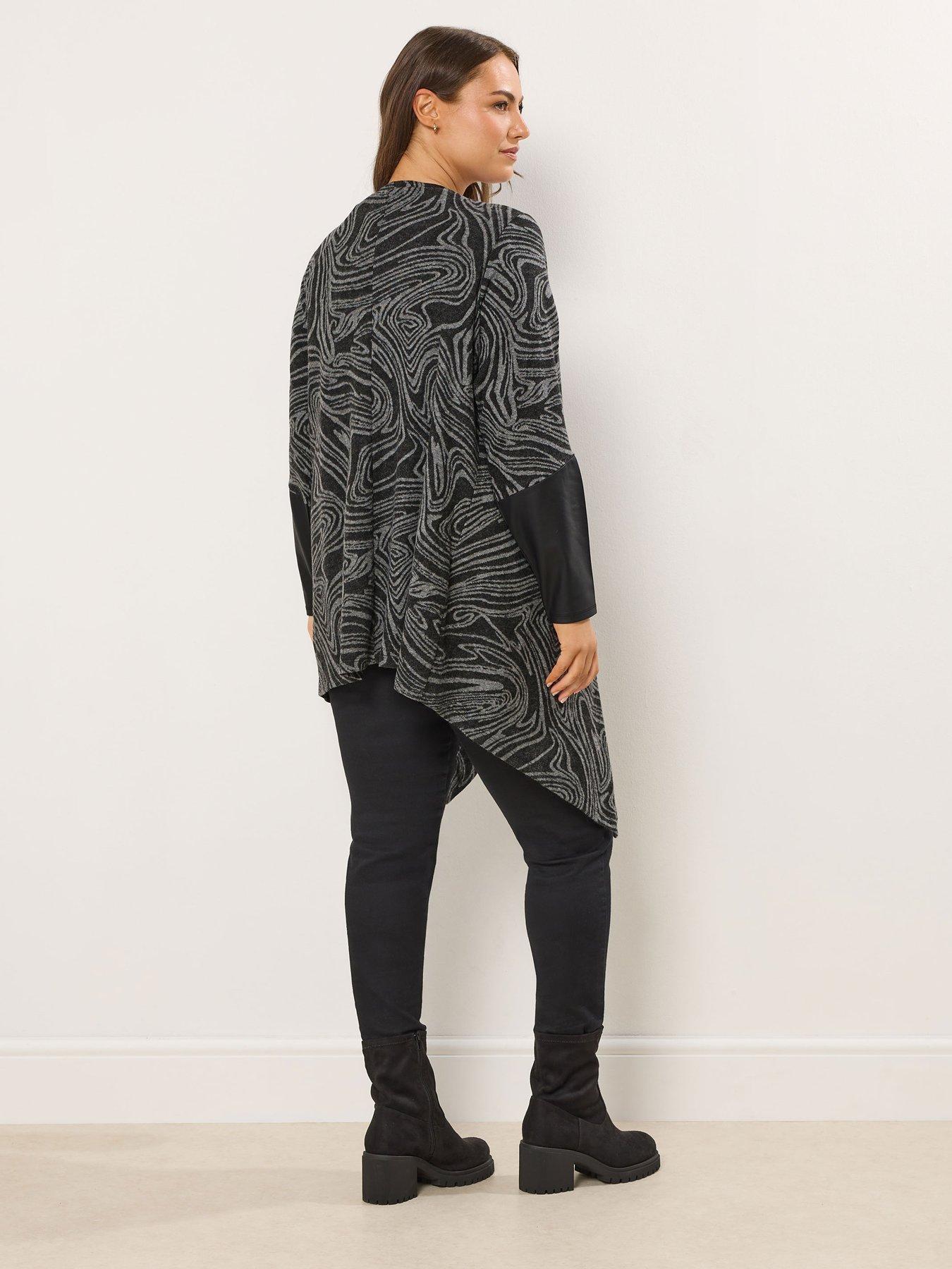  image of yours-curve-soft-touch-pu-cuff-cardigan-grey