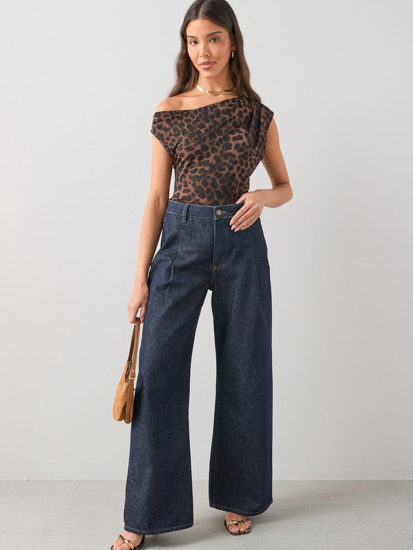The Very Collection Pleat Top Wide Leg Jeans - Rinse