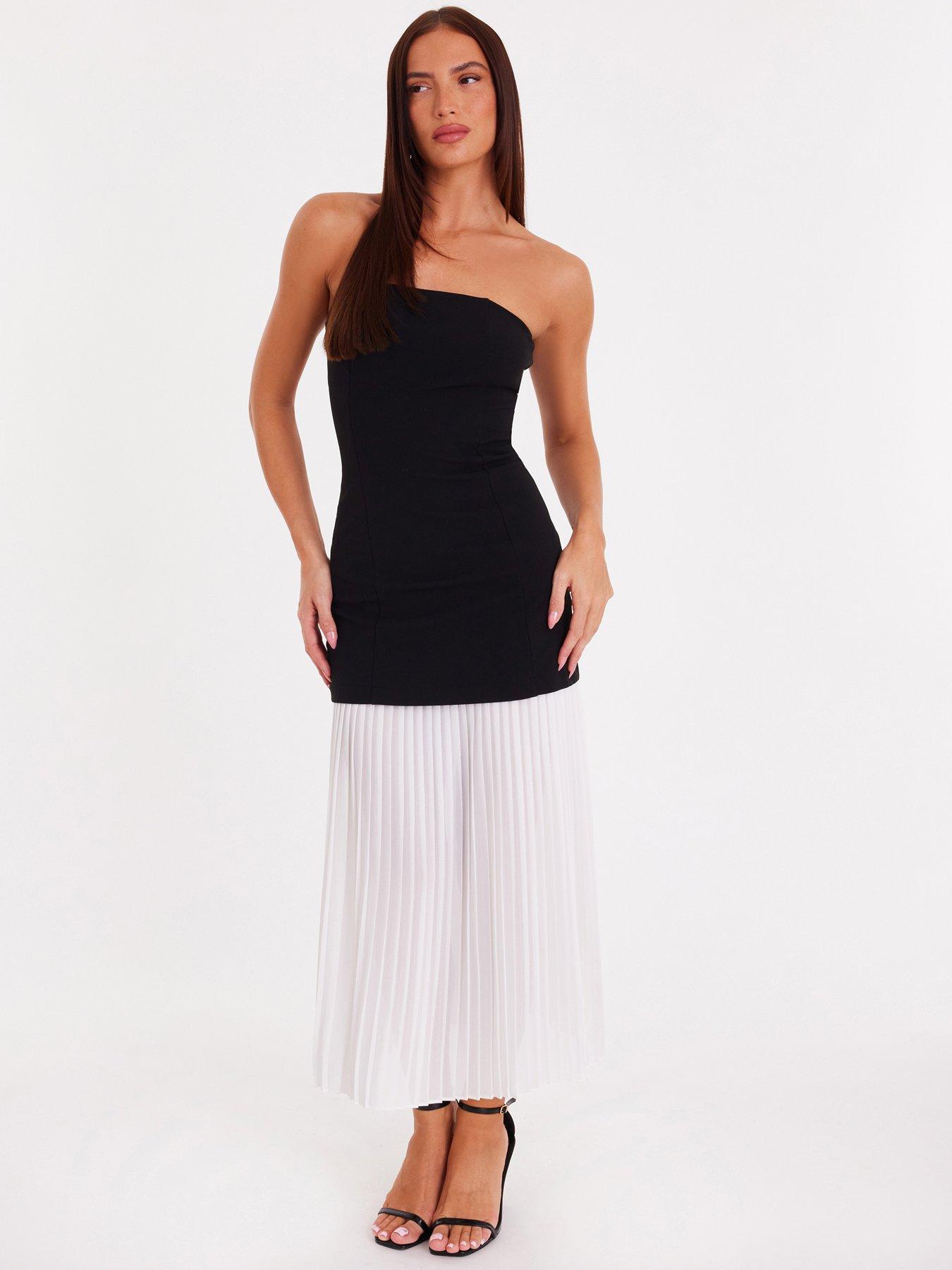 Quiz Black Strapless Pleated Midaxi Dress