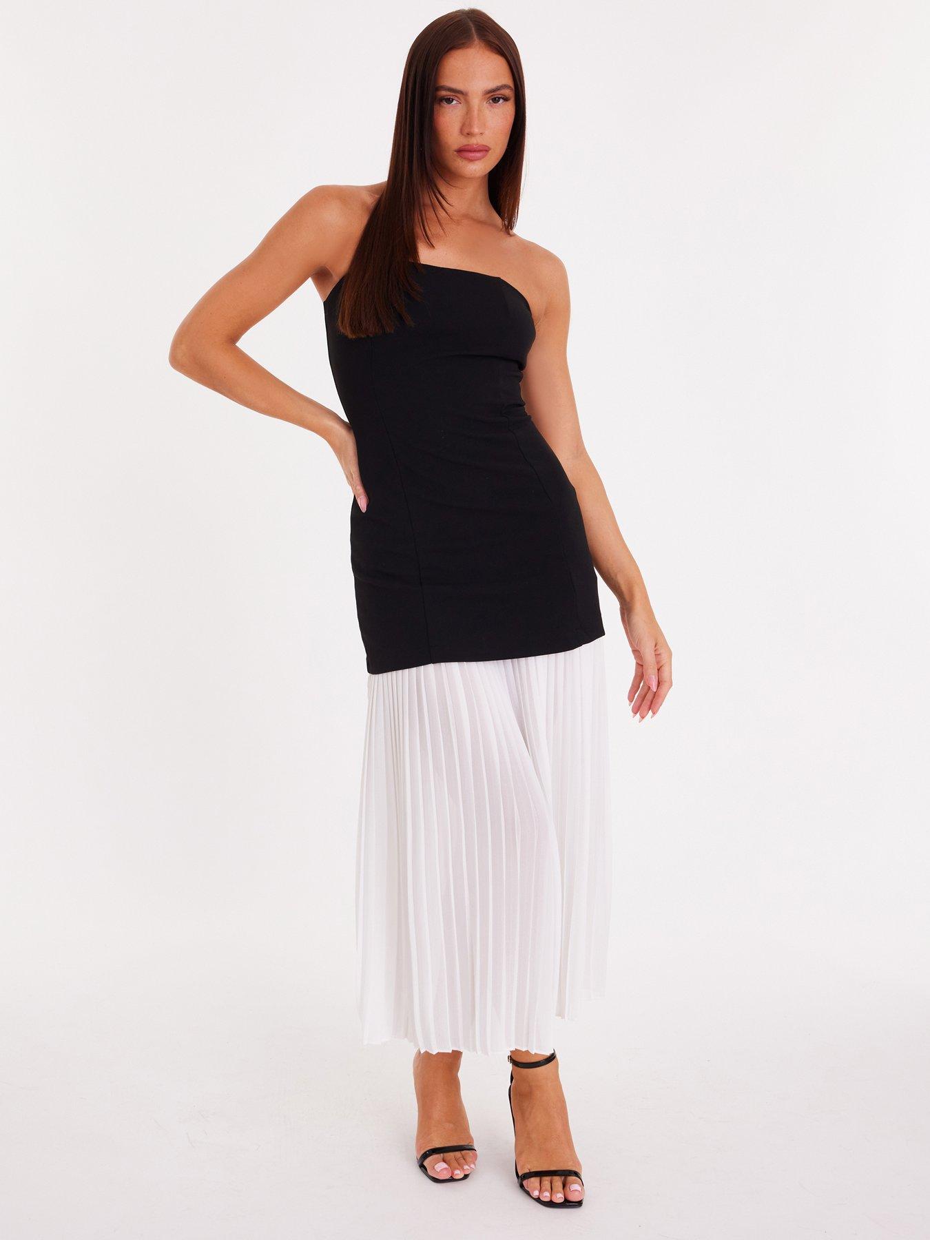  image of quiz-black-strapless-pleated-midaxi-dress