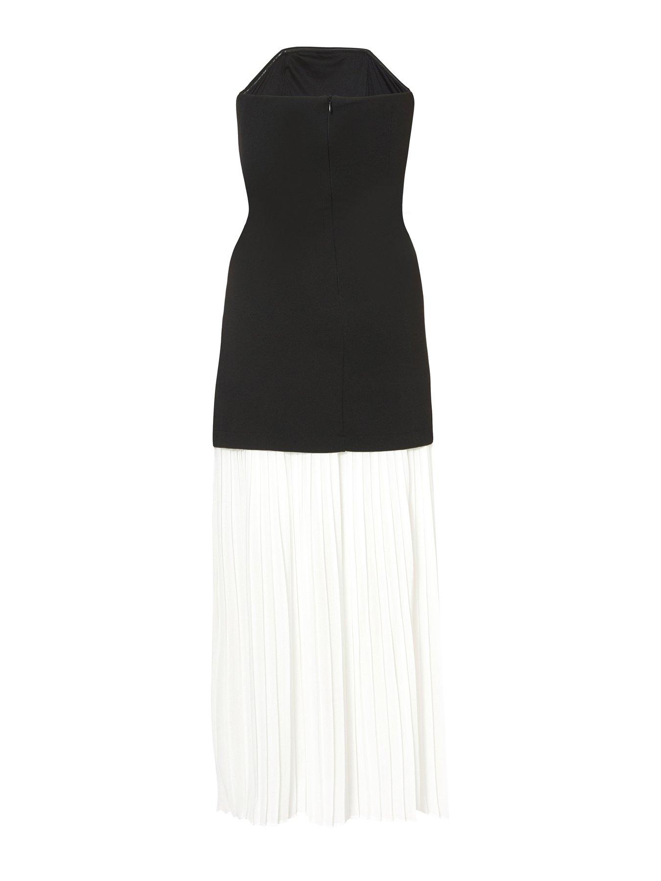  image of quiz-black-strapless-pleated-midaxi-dress