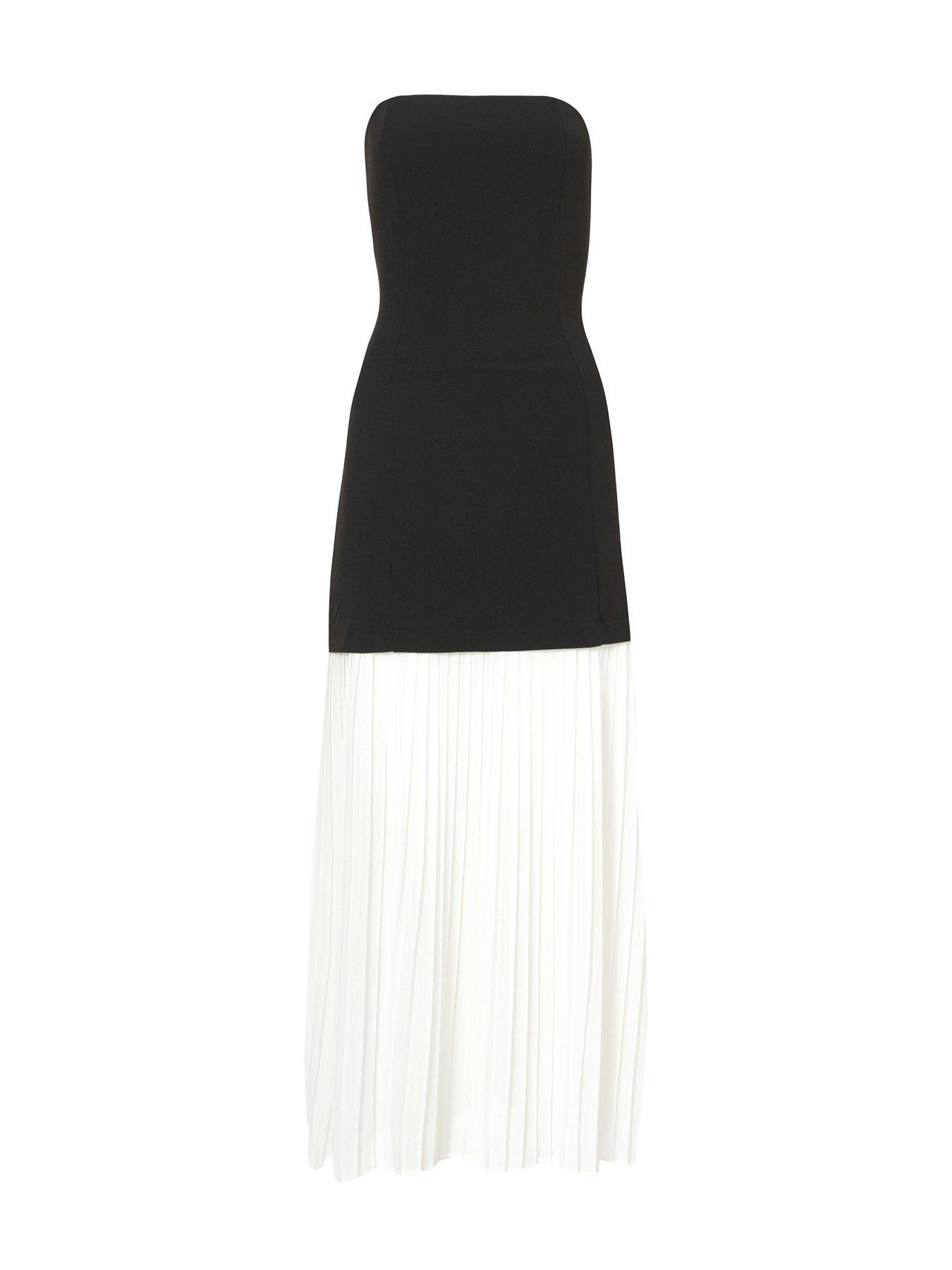  image of quiz-black-strapless-pleated-midaxi-dress