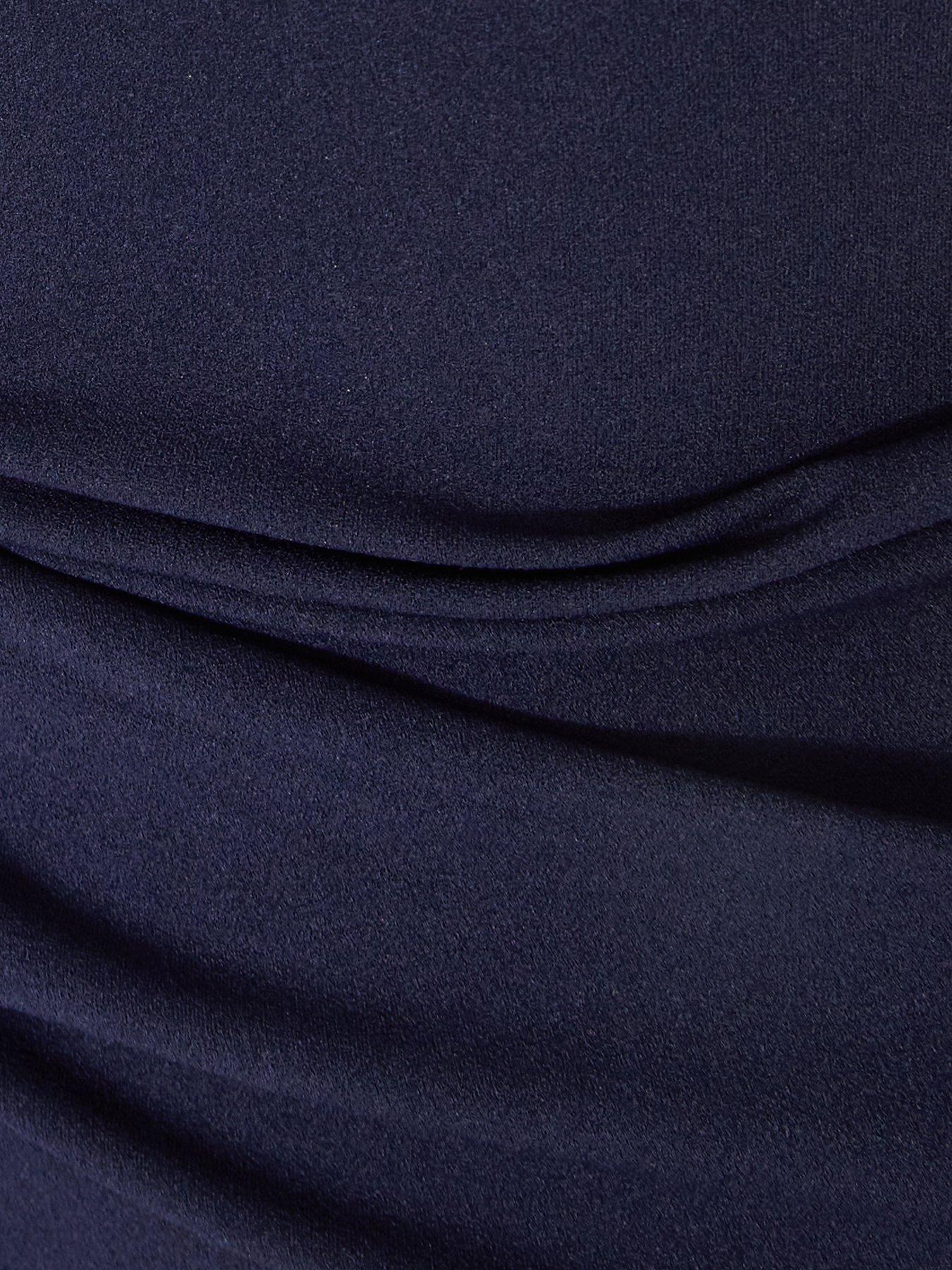  image of quiz-navy-bardot-buckle-midi-dress